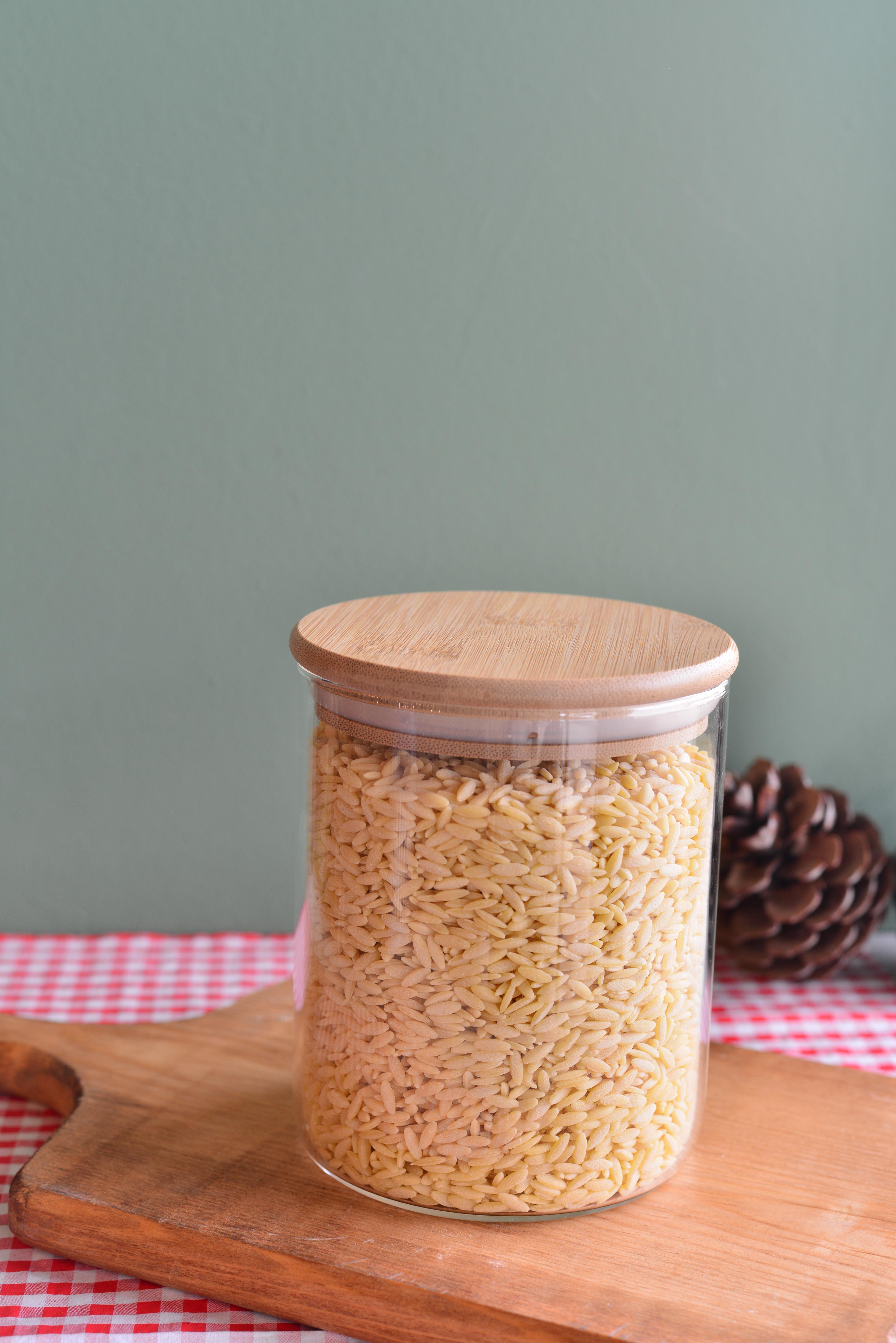 700 ML Bambu Kapakli Cam Yuvarlak Kavanoz / 1  Adet