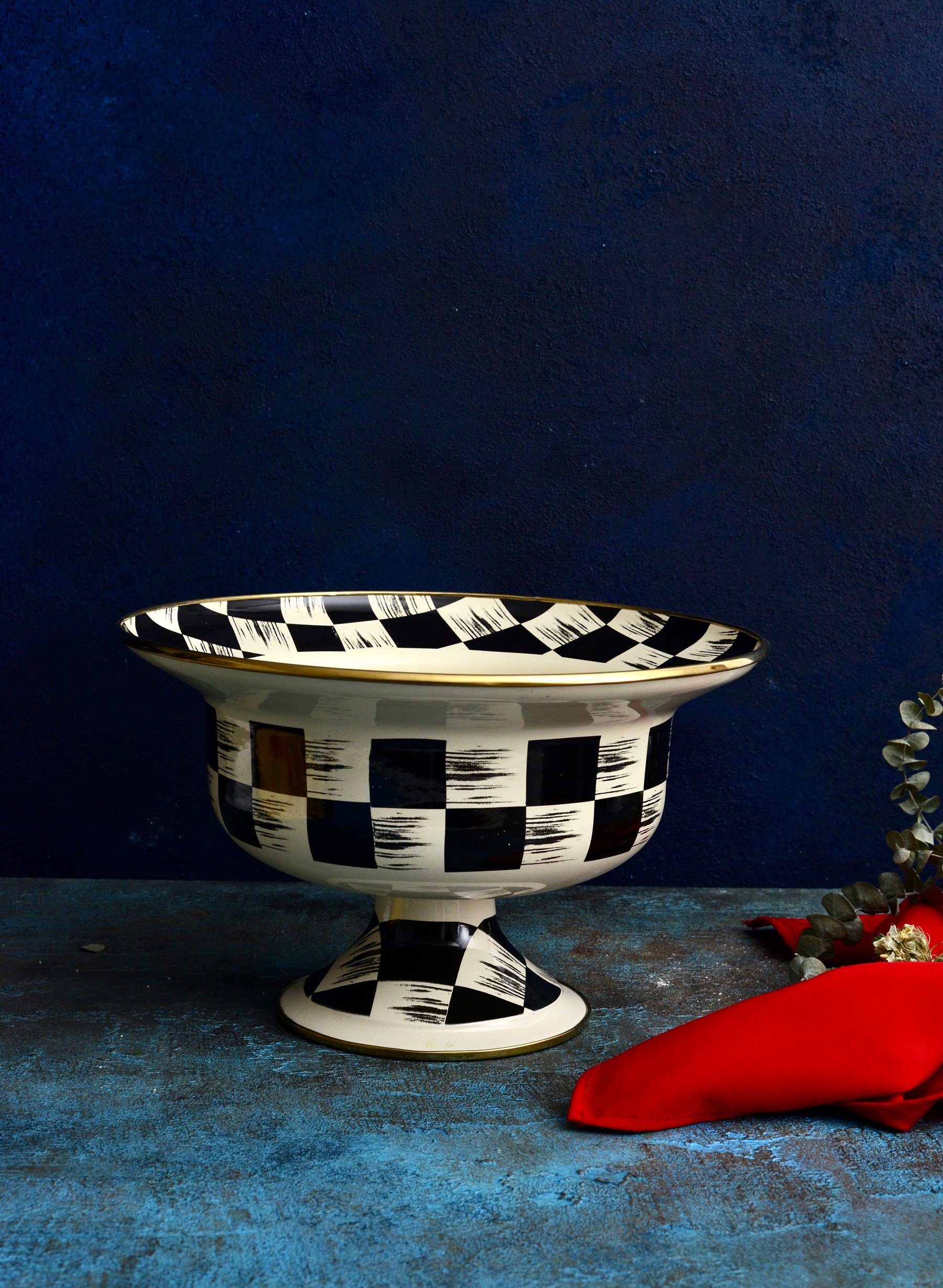 Acar Damalı Emaye Ayaklı Meyvelik