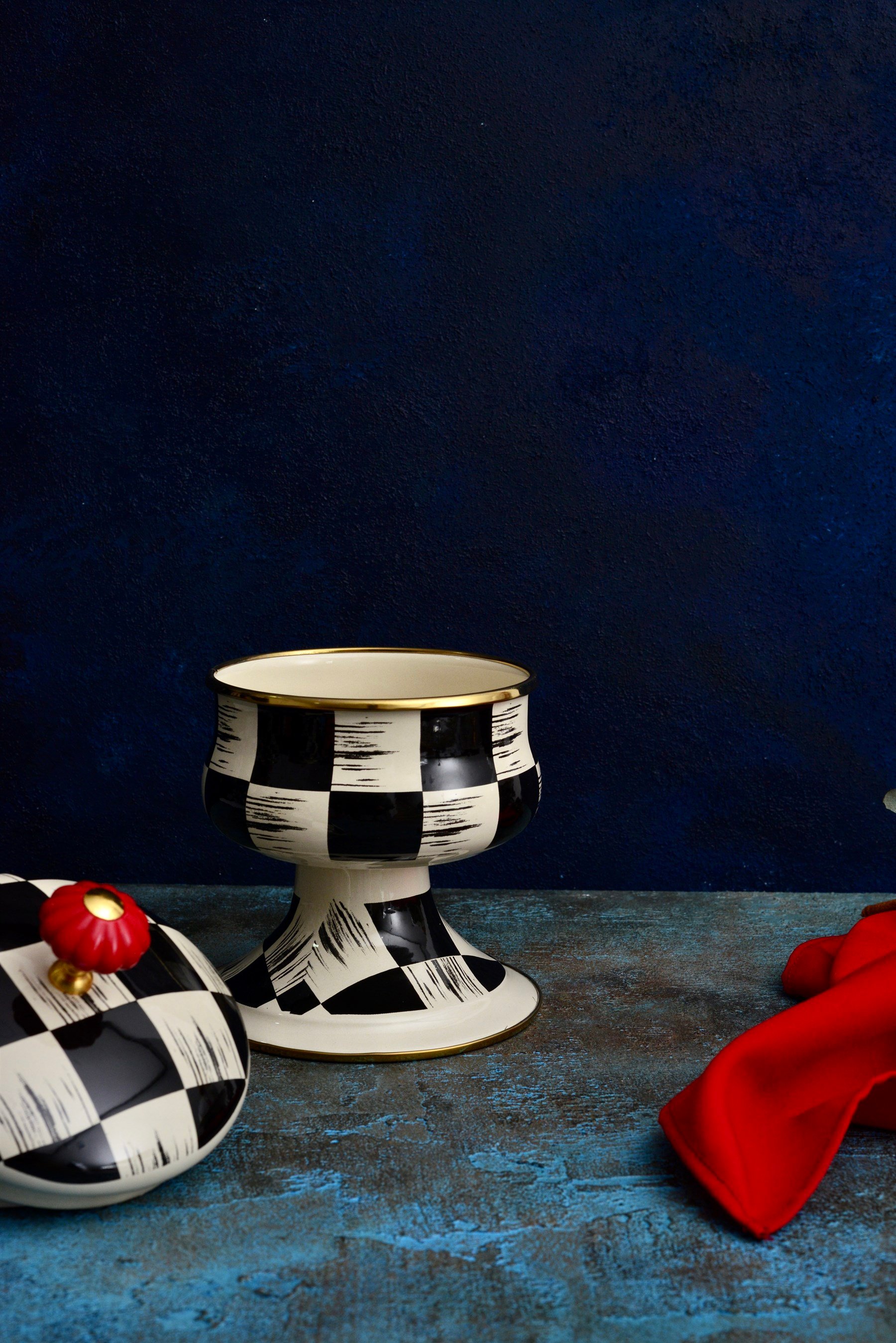 Acar Damalı Emaye Kapaklı Şekerlik