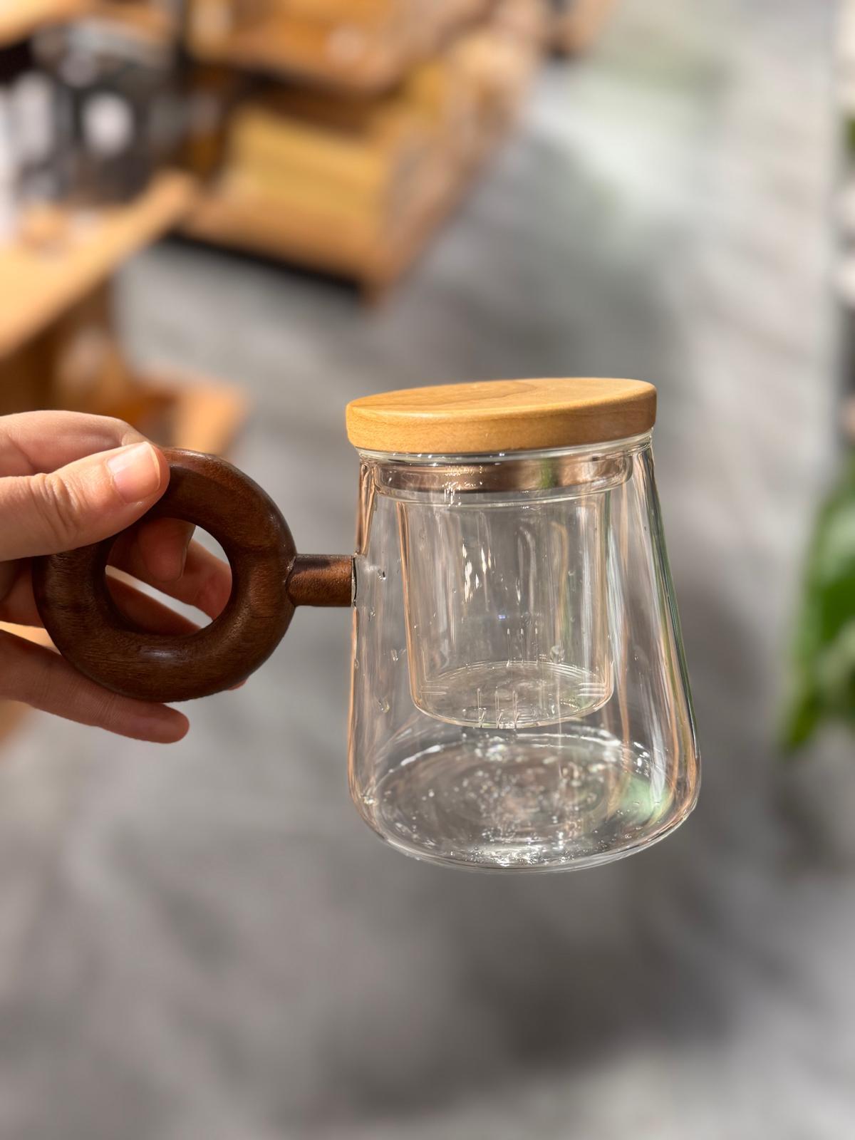 Akasya Kapaklı Pinterest Demleme Süzgeçli Kupa Bardak - 1 Adet