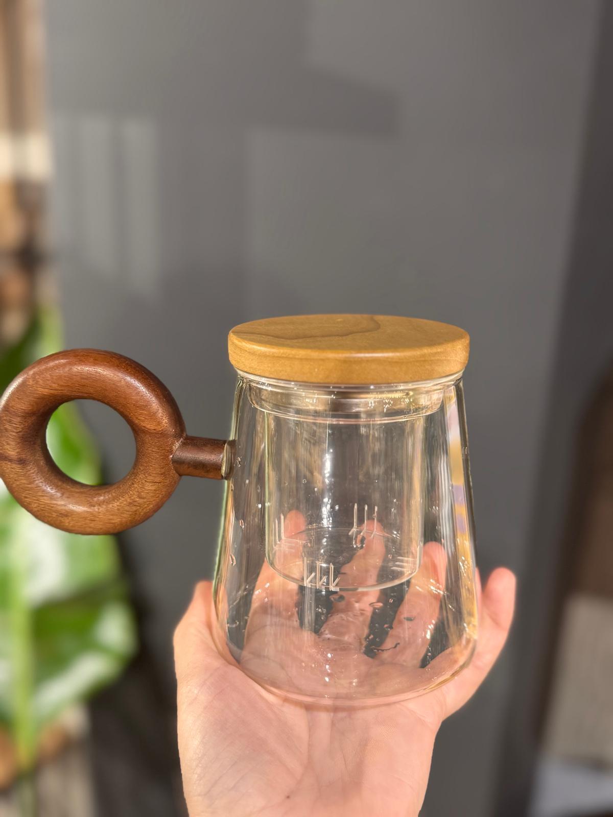 Akasya Kapaklı Pinterest Demleme Süzgeçli Kupa Bardak - 1 Adet