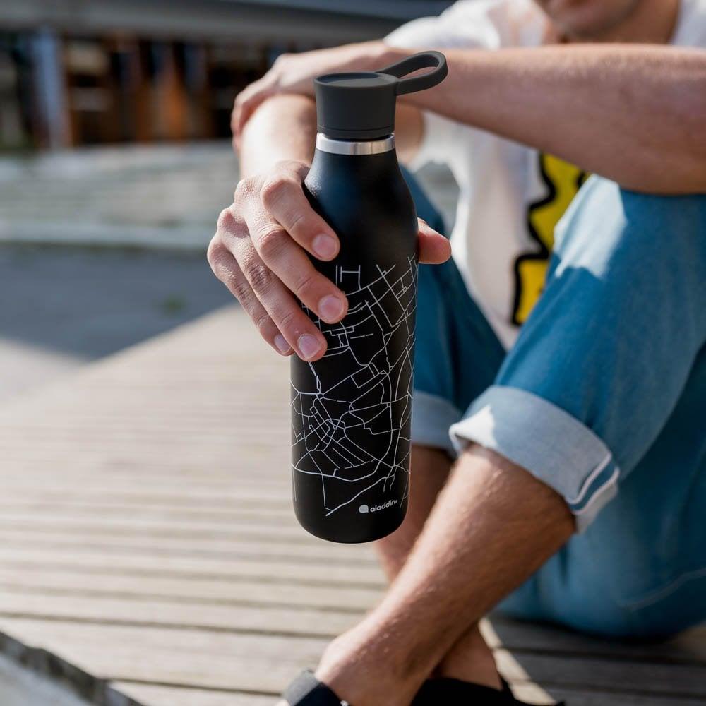 Aladdin City Loop Thermavac eCycle Paslanmaz Çelik Su Şişesi 0.60 Lt - Siyah