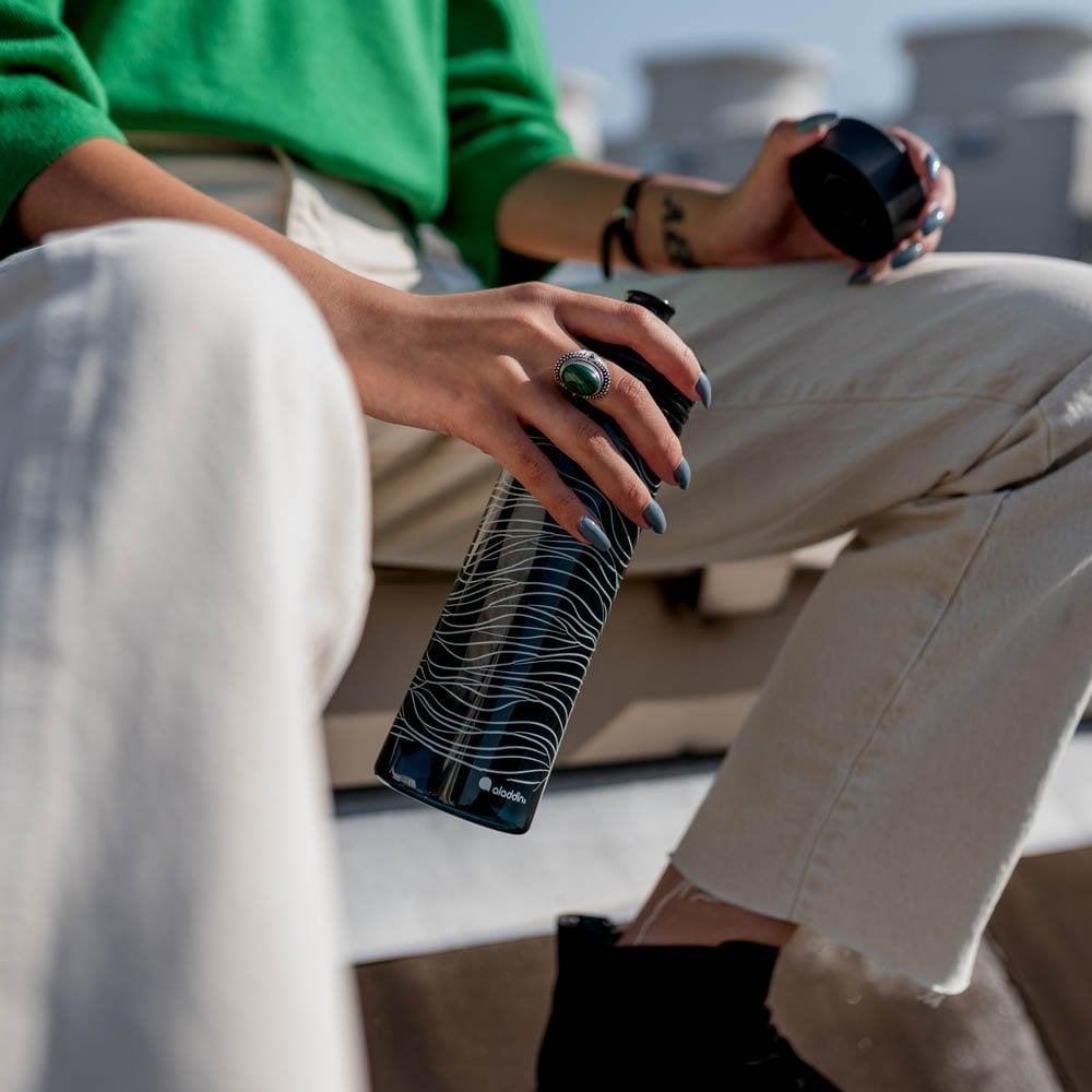 Aladdin City Loop Thermavac eCycle Paslanmaz Çelik Su Şişesi 0.60 Lt - Siyah