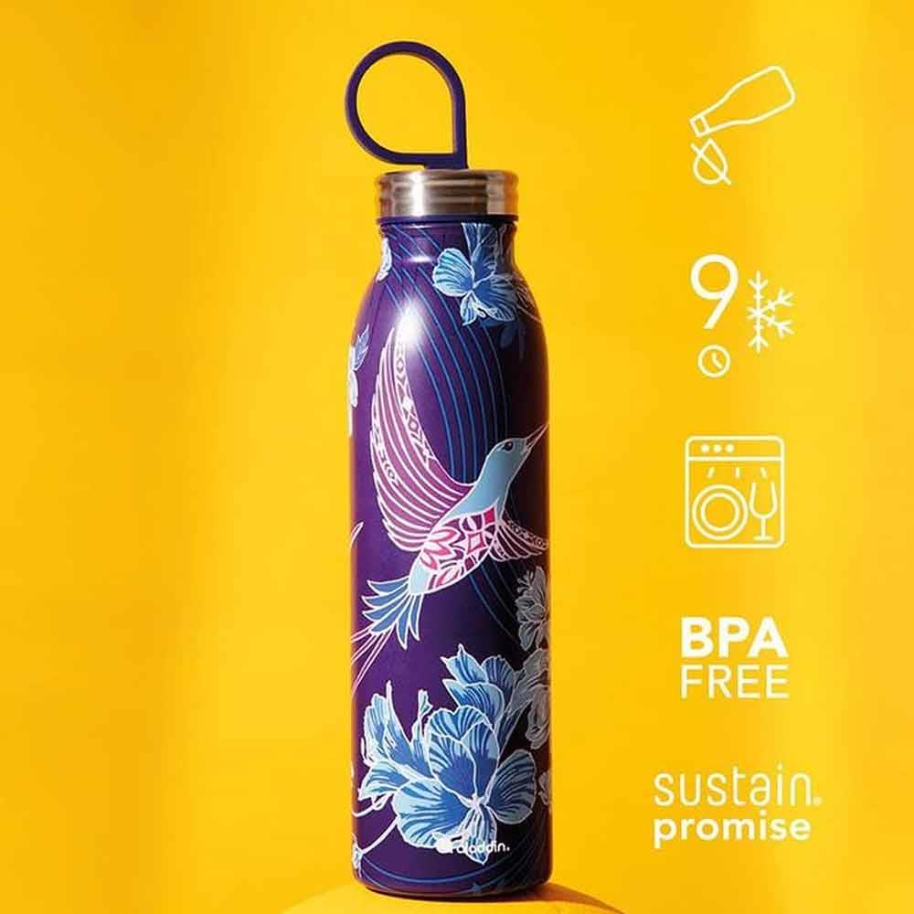 Aladdin X Naito Chilled Thermavac Paslanmaz Çelik Su Şişesi 0,55 LT - Mor