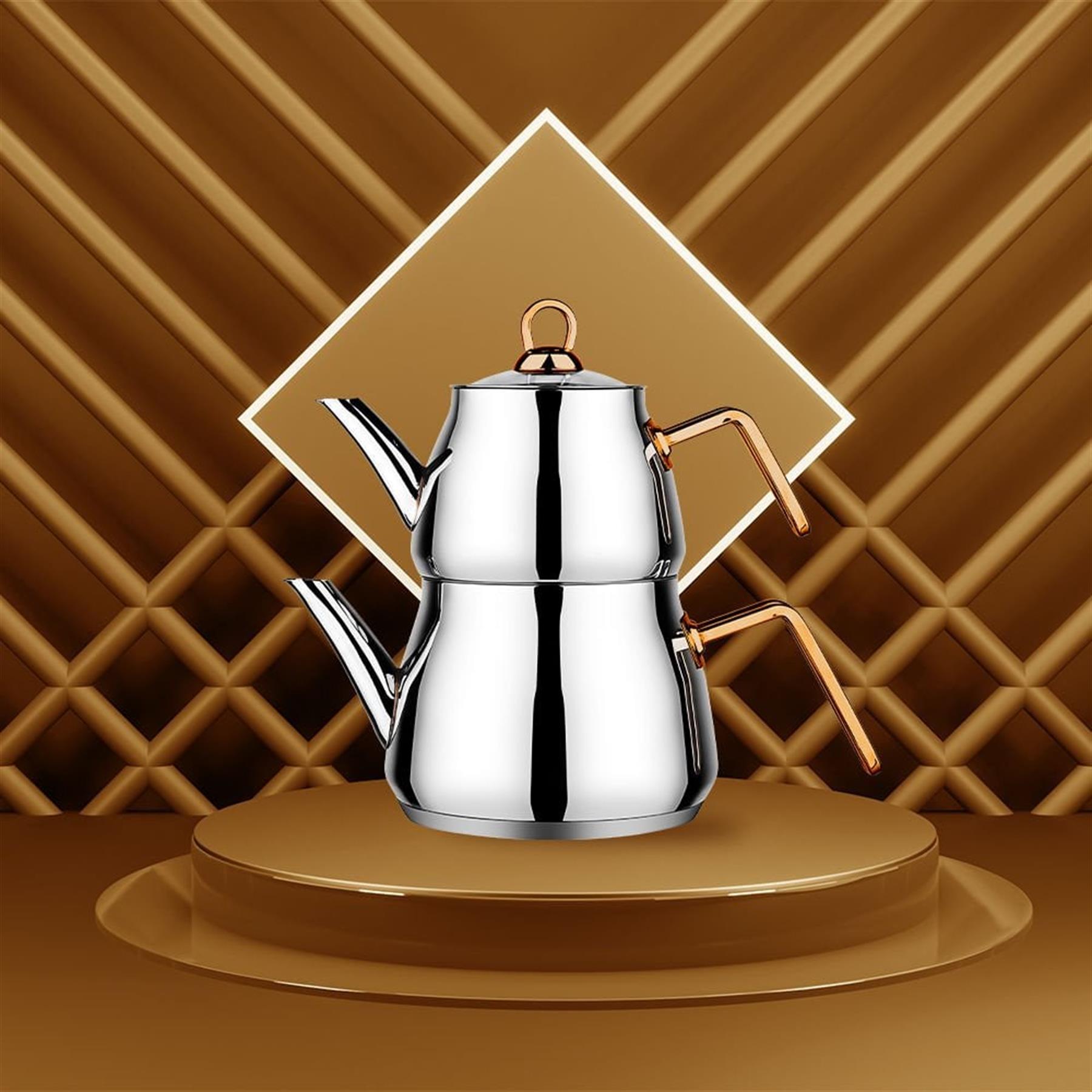 Amboss Oregon Copper Çelik Çaydanlık Seti - Büyük Boy Bakır Saplı