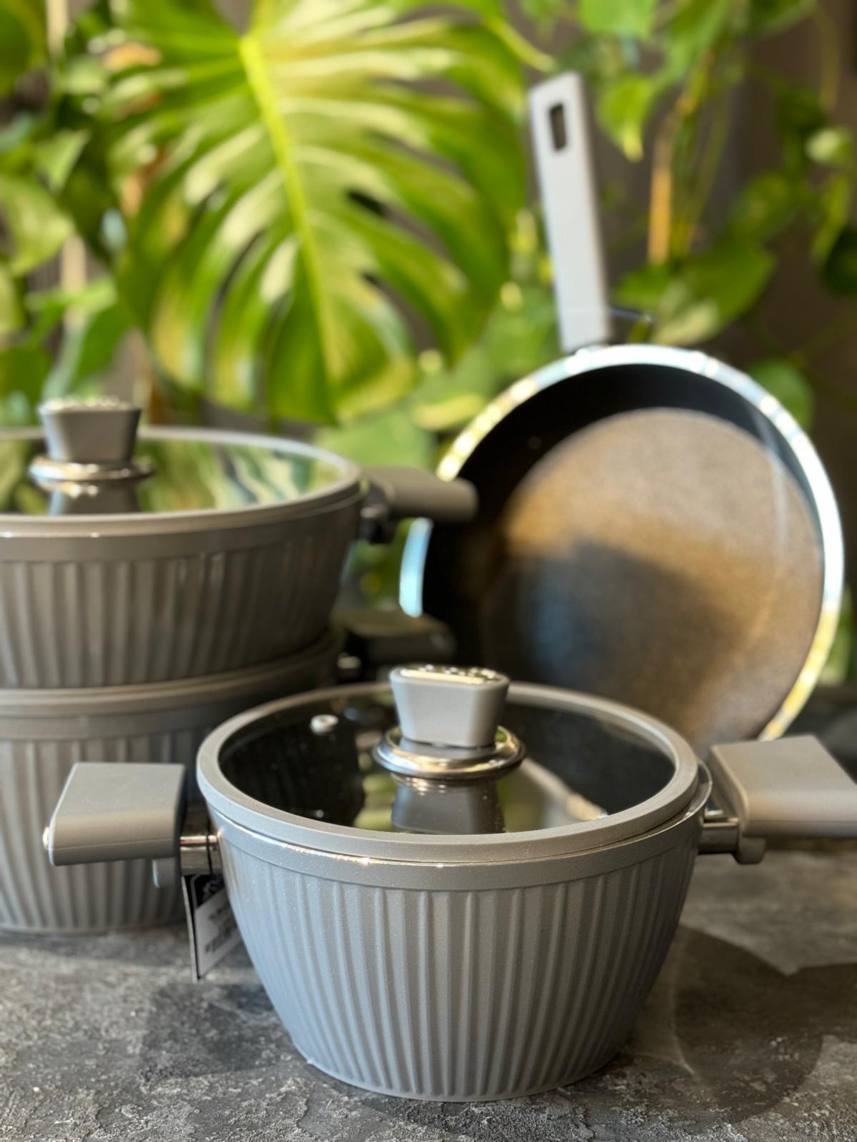 Arow Giallo Gri 7 Parça Tencere Seti