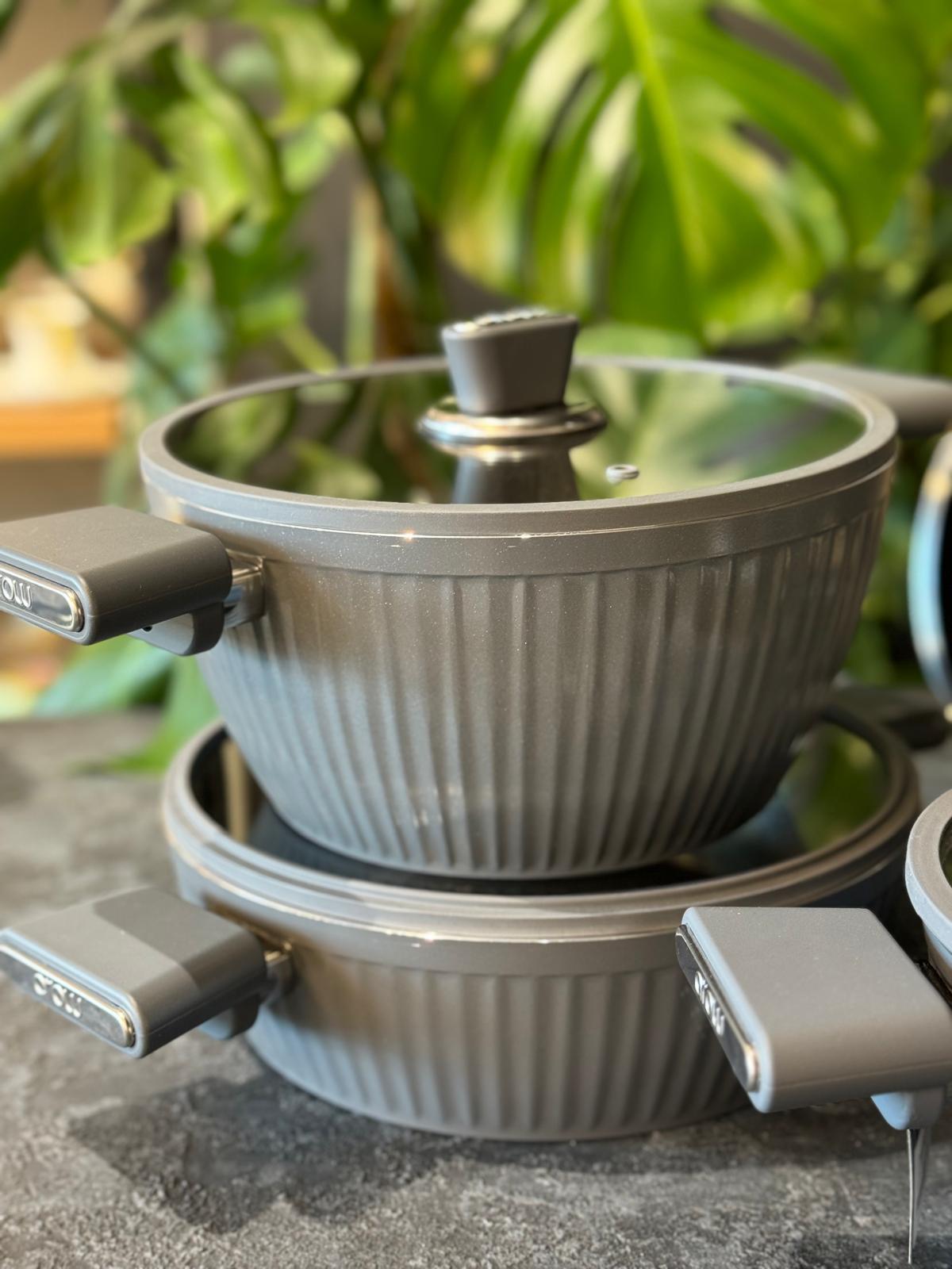 Arow Giallo Gri 7 Parça Tencere Seti