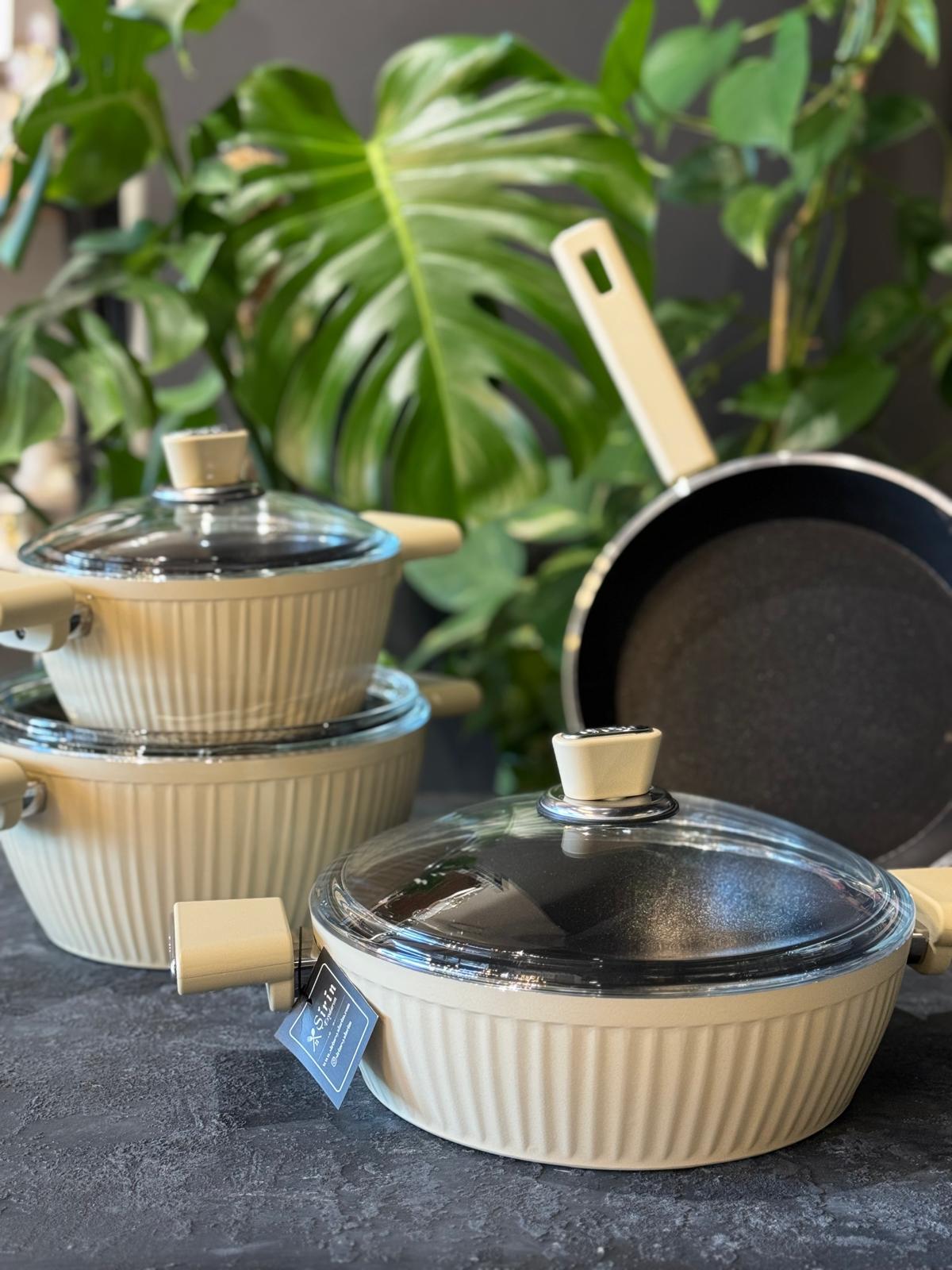 Arow Giallo Krem 7 Parça Tencere Seti