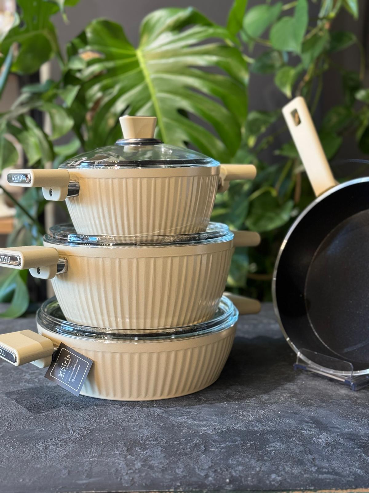 Arow Giallo Krem 7 Parça Tencere Seti