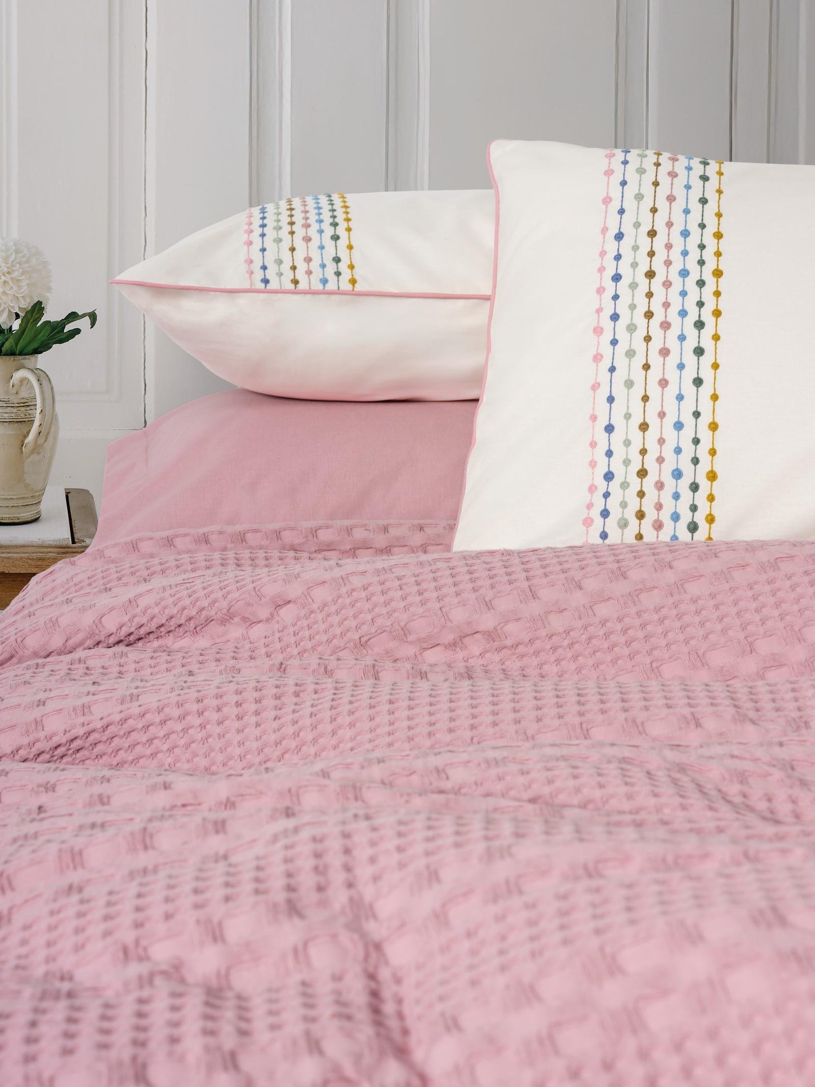 Aura Çift Kişilik Pike Takımı Pebble Pembe