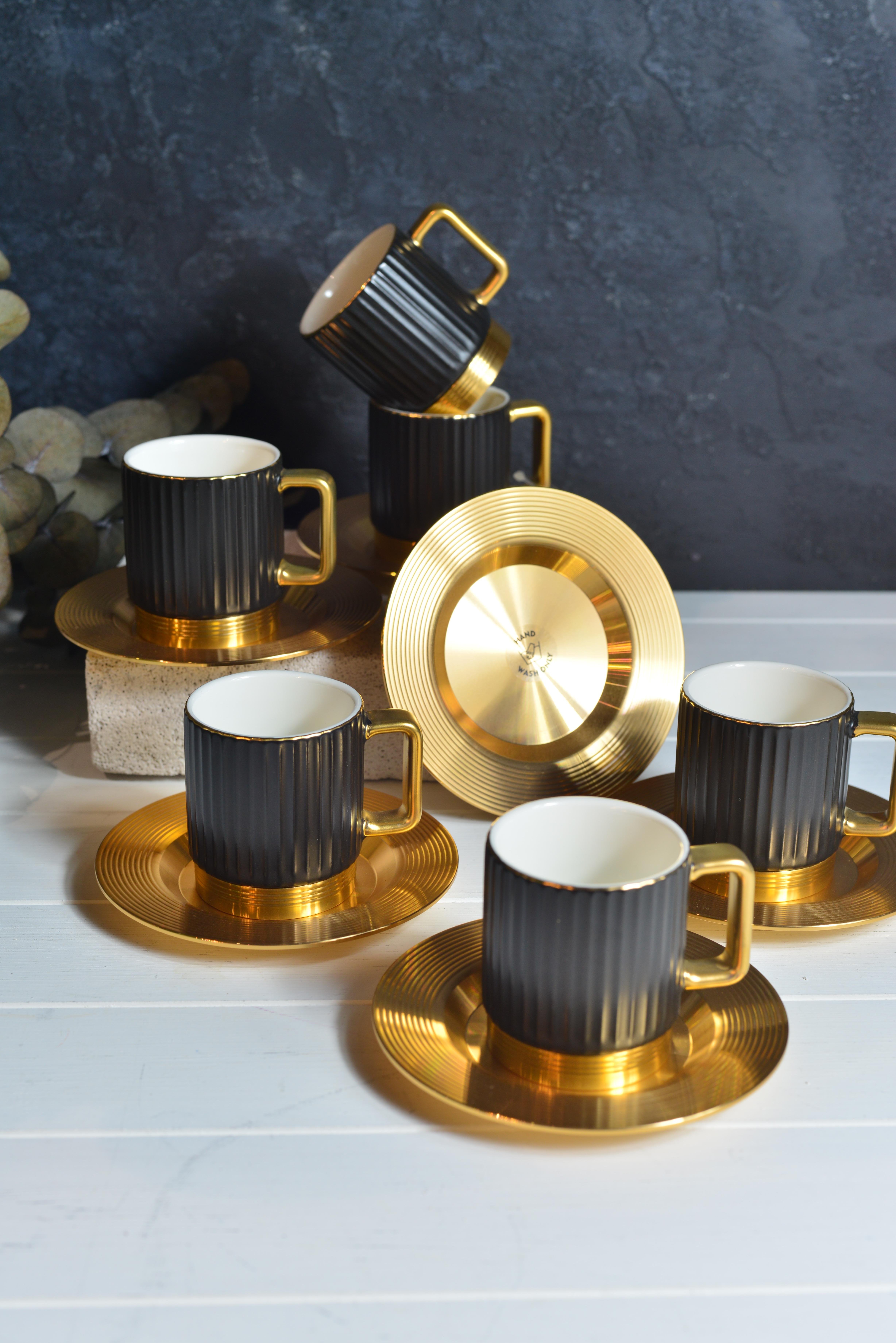 Aurora Black 6 Kişilik Porselen Türk Kahvesi Fincan Takımı