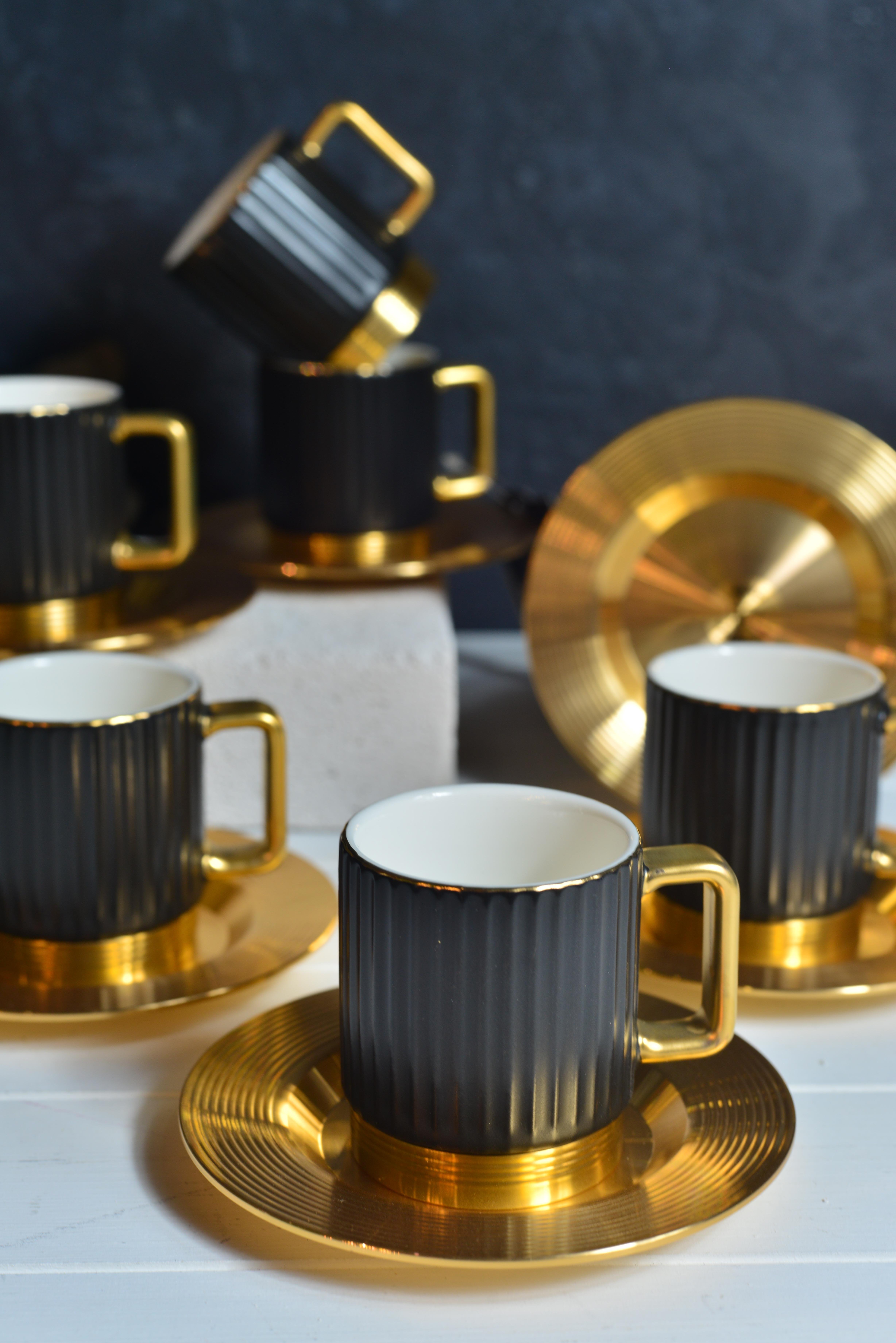 Aurora Black 6 Kişilik Porselen Türk Kahvesi Fincan Takımı