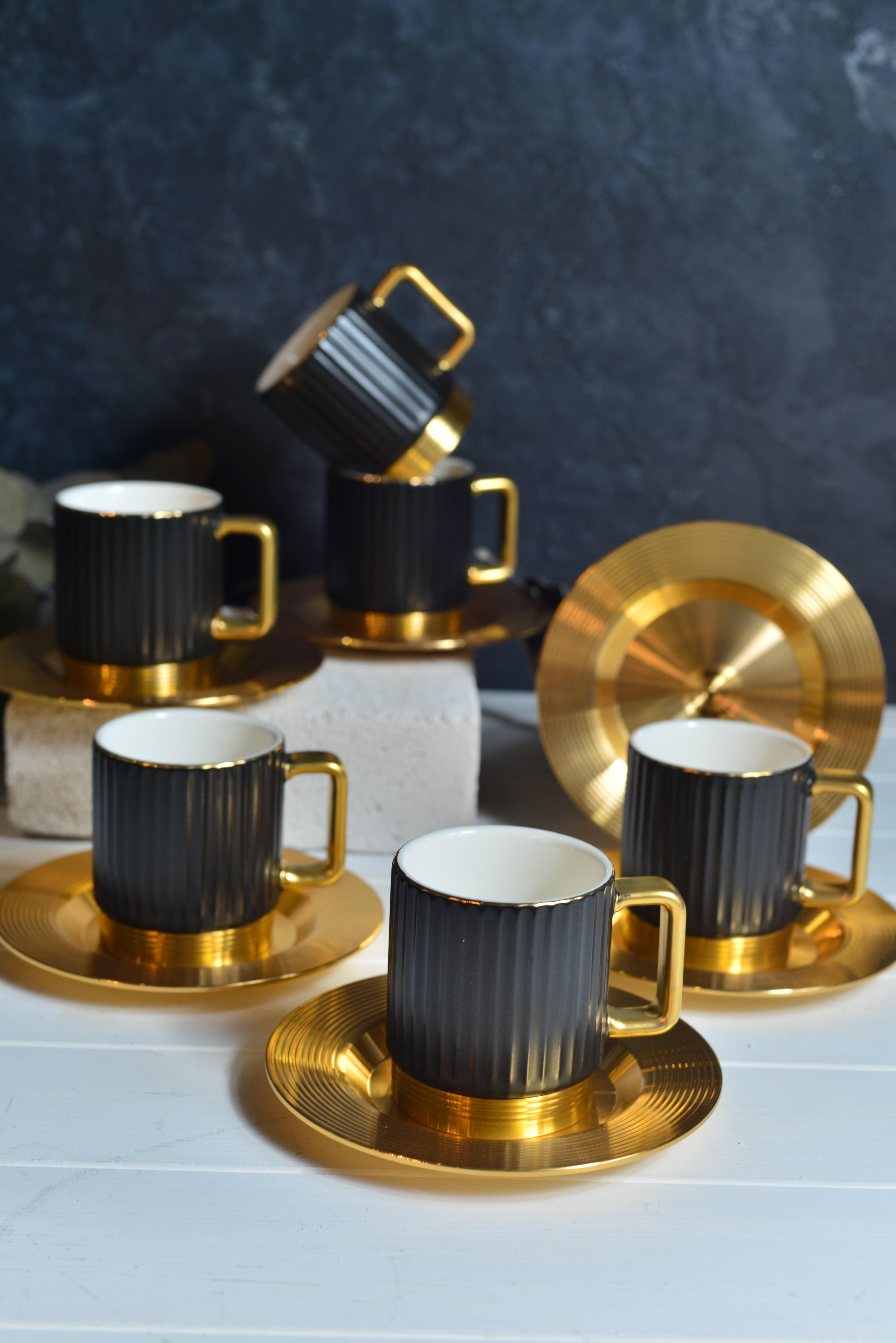 Aurora Black 6 Kişilik Porselen Türk Kahvesi Fincan Takımı