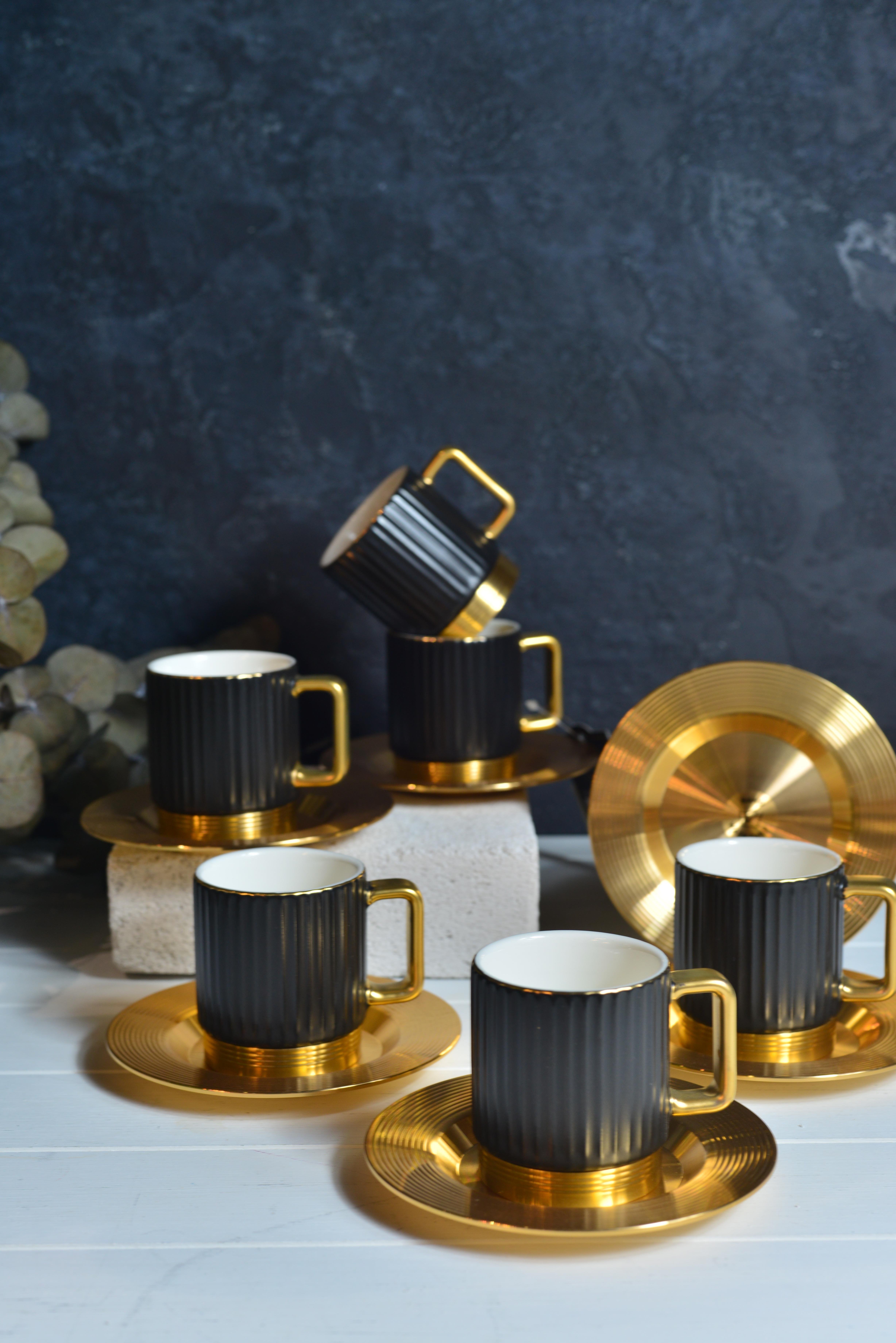 Aurora Black 6 Kişilik Porselen Türk Kahvesi Fincan Takımı
