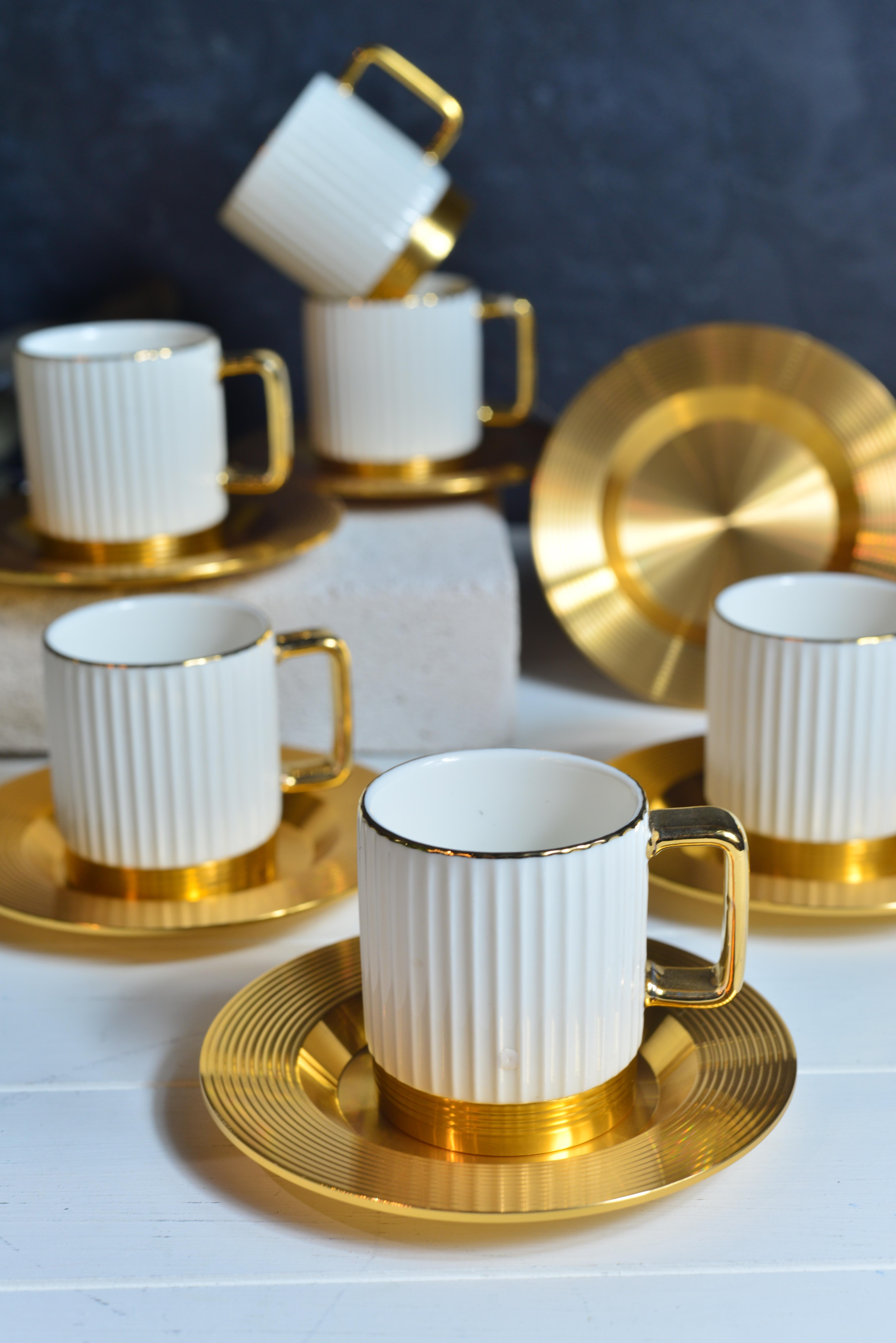 Aurora White 6 Kişilik Porselen Türk Kahvesi Fincan Takımı