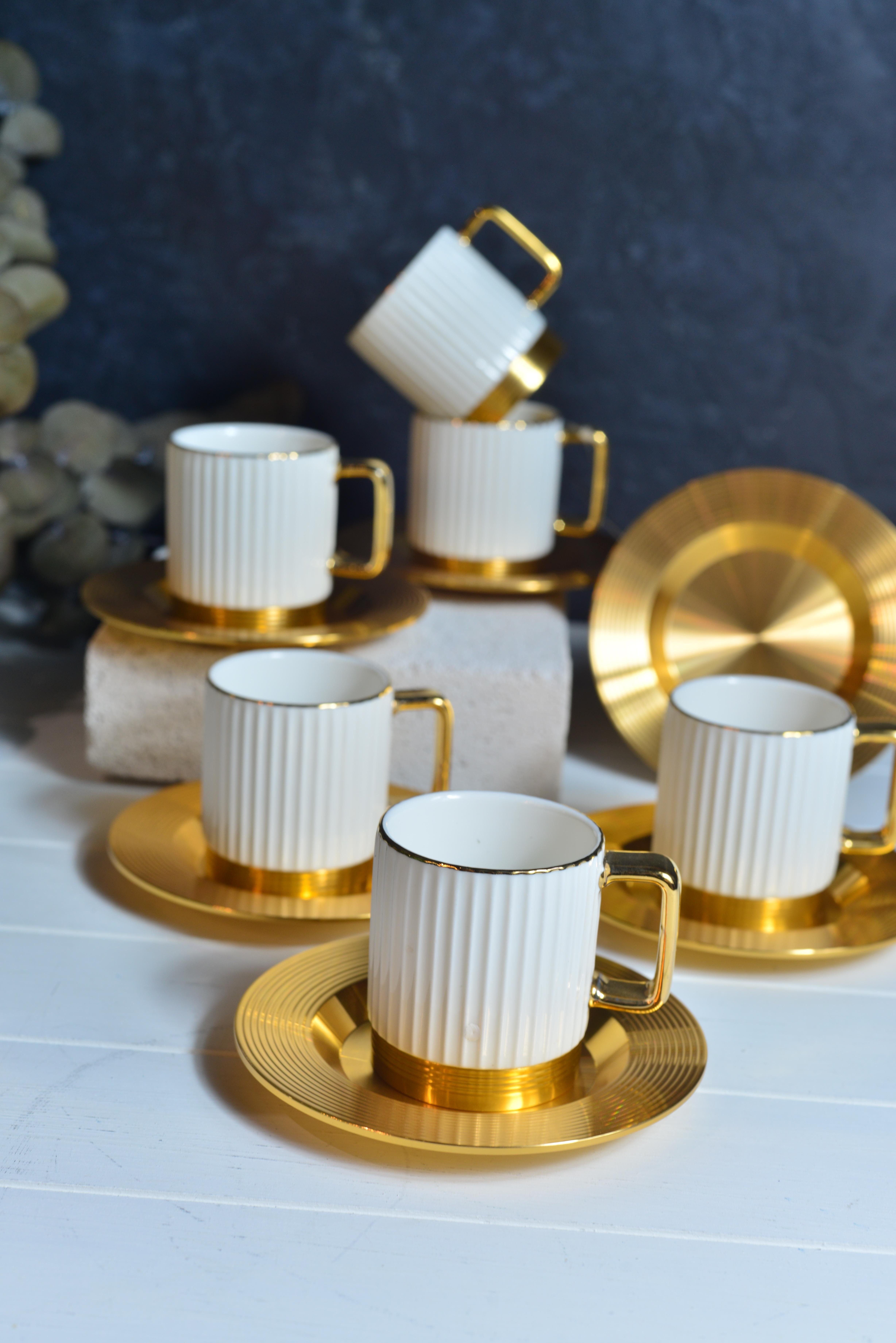 Aurora White 6 Kişilik Porselen Türk Kahvesi Fincan Takımı