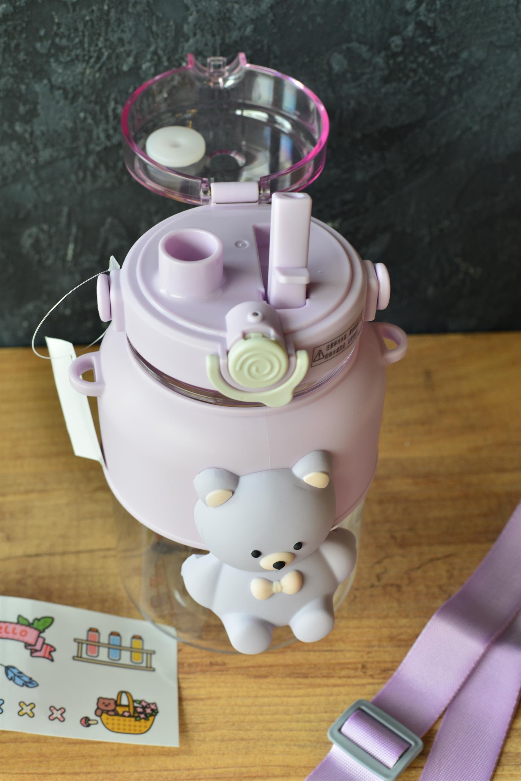 Ayıcık Çocuk Su Matarası 1000 ML / Lila