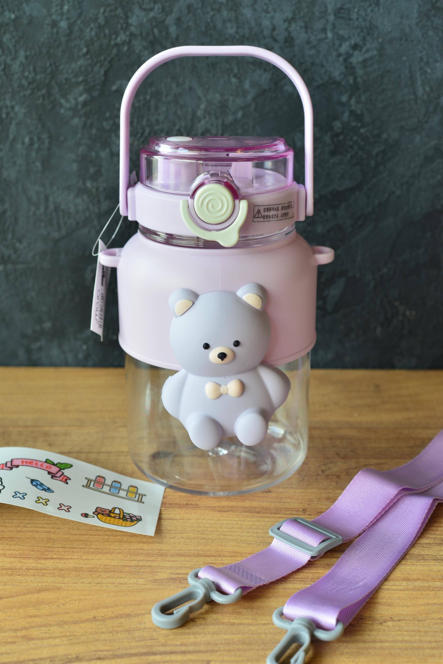 Ayıcık Çocuk Su Matarası 1000 ML / Lila