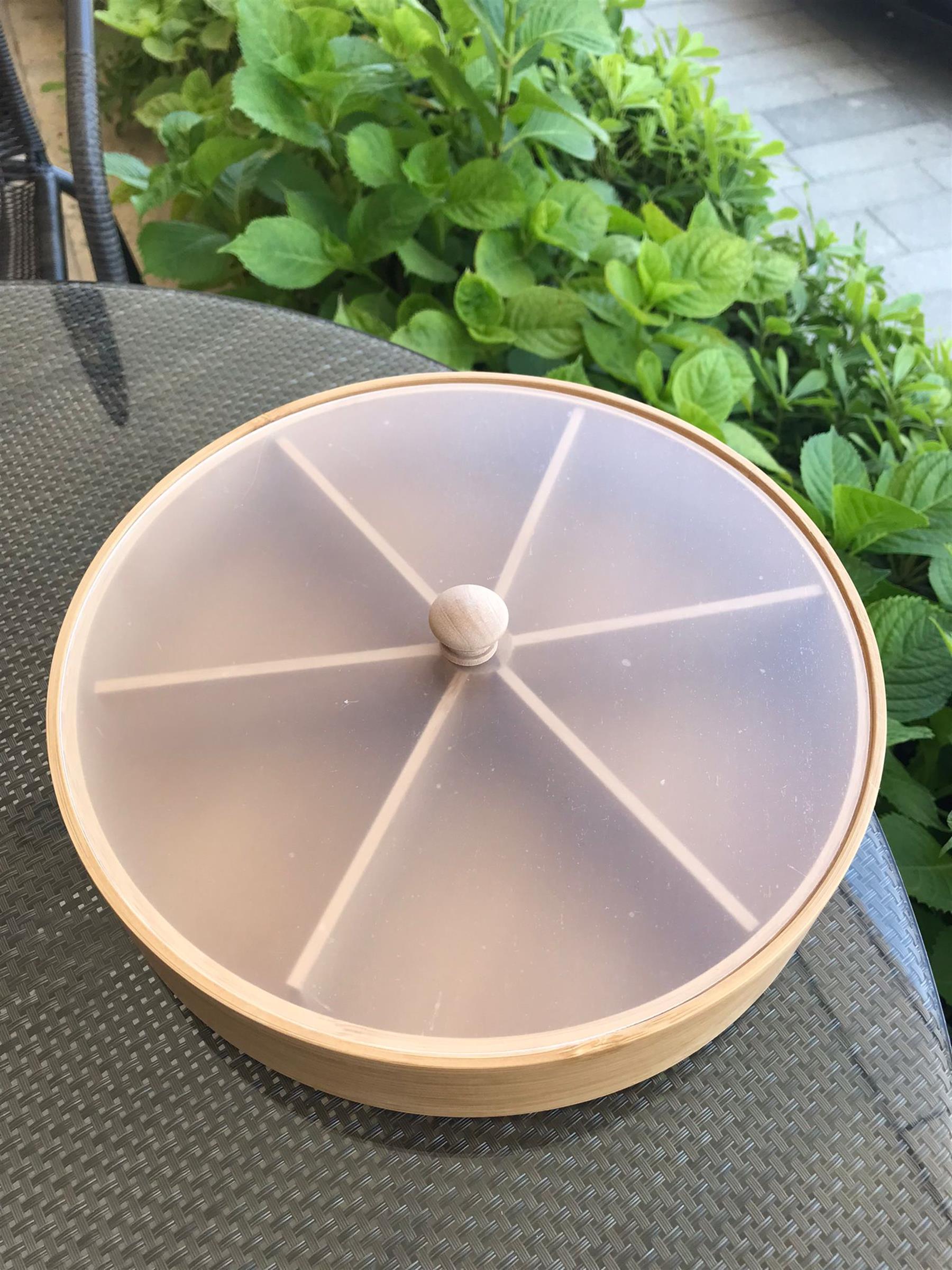 Bambu 6 Bölmeli Kapaklı Sunumluk & Çerezlik