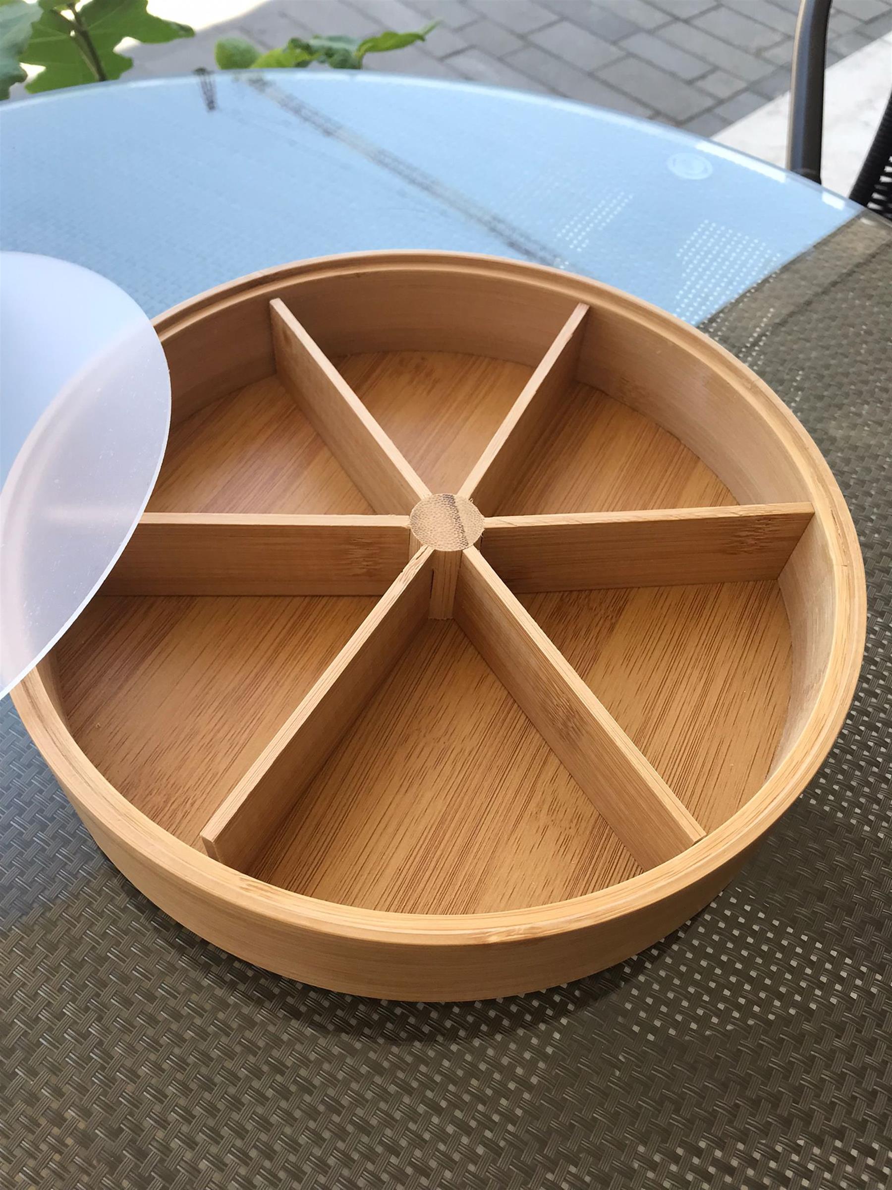 Bambu 6 Bölmeli Kapaklı Sunumluk & Çerezlik