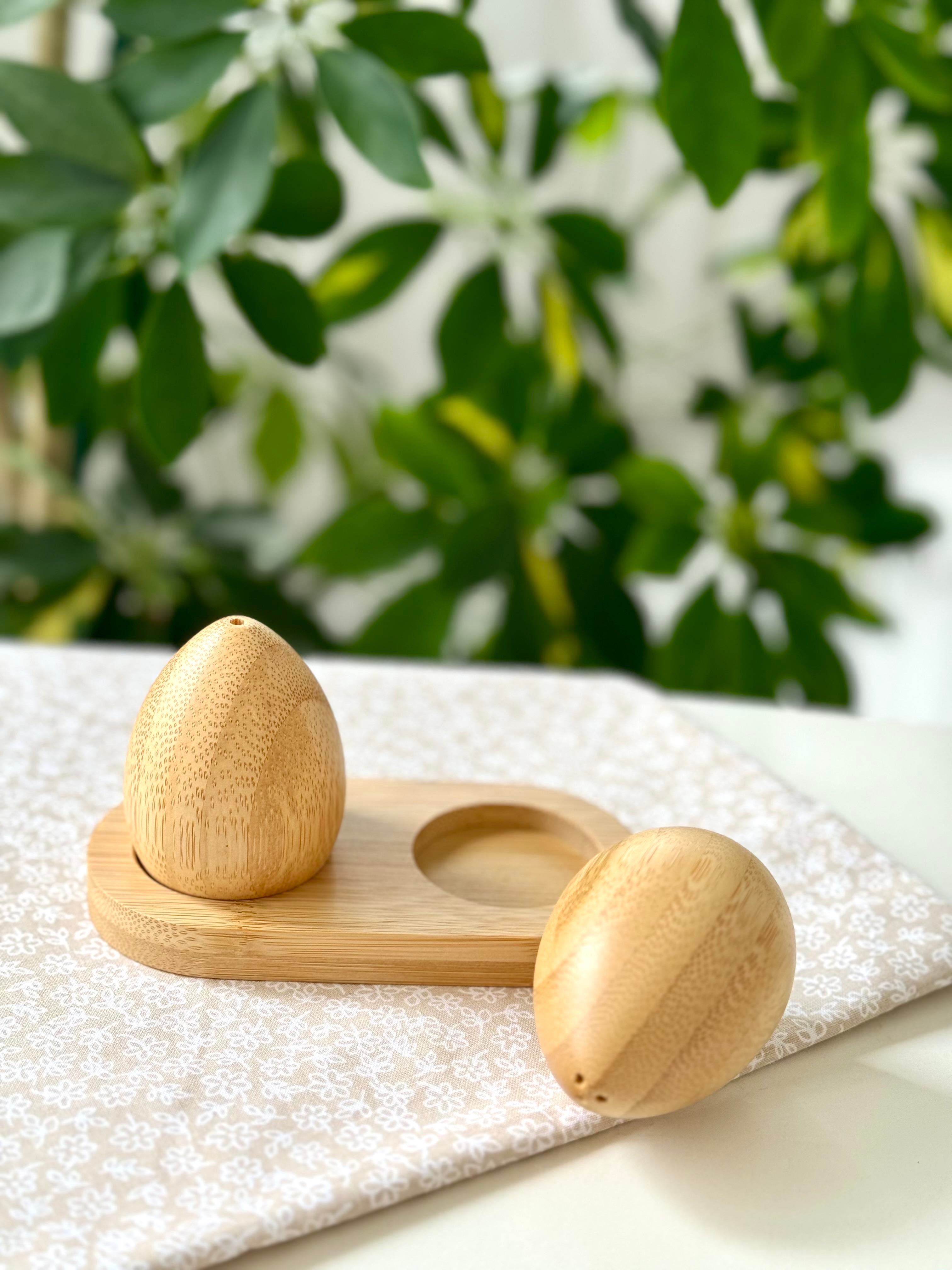 Bambu Yumurta Model Tuzluk & Biberlik