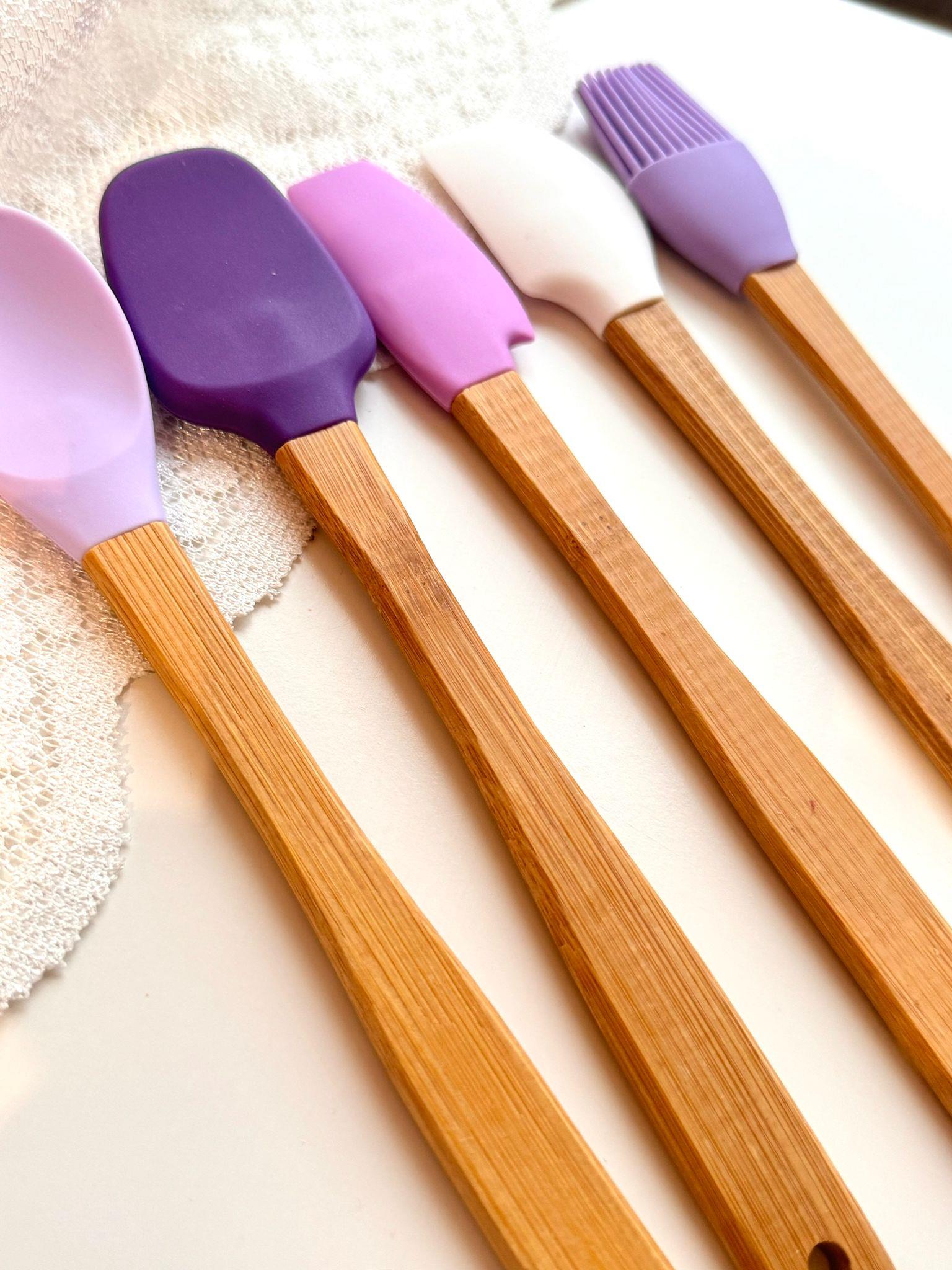 Betty 5 Li Mini Bambu Spatula Seti - Mor