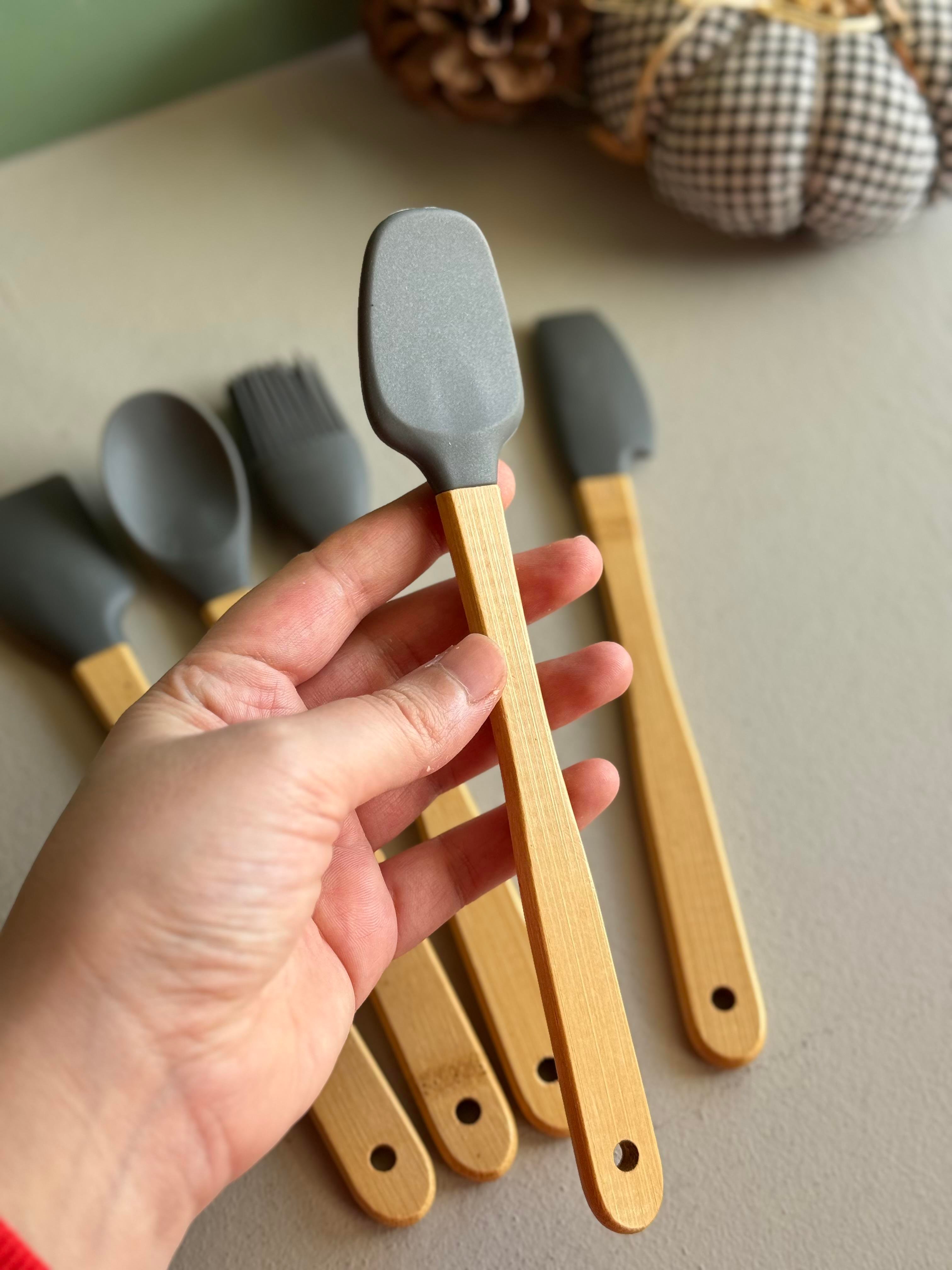 Bety 5 Li Mini Bambu Spatula Seti - Gri