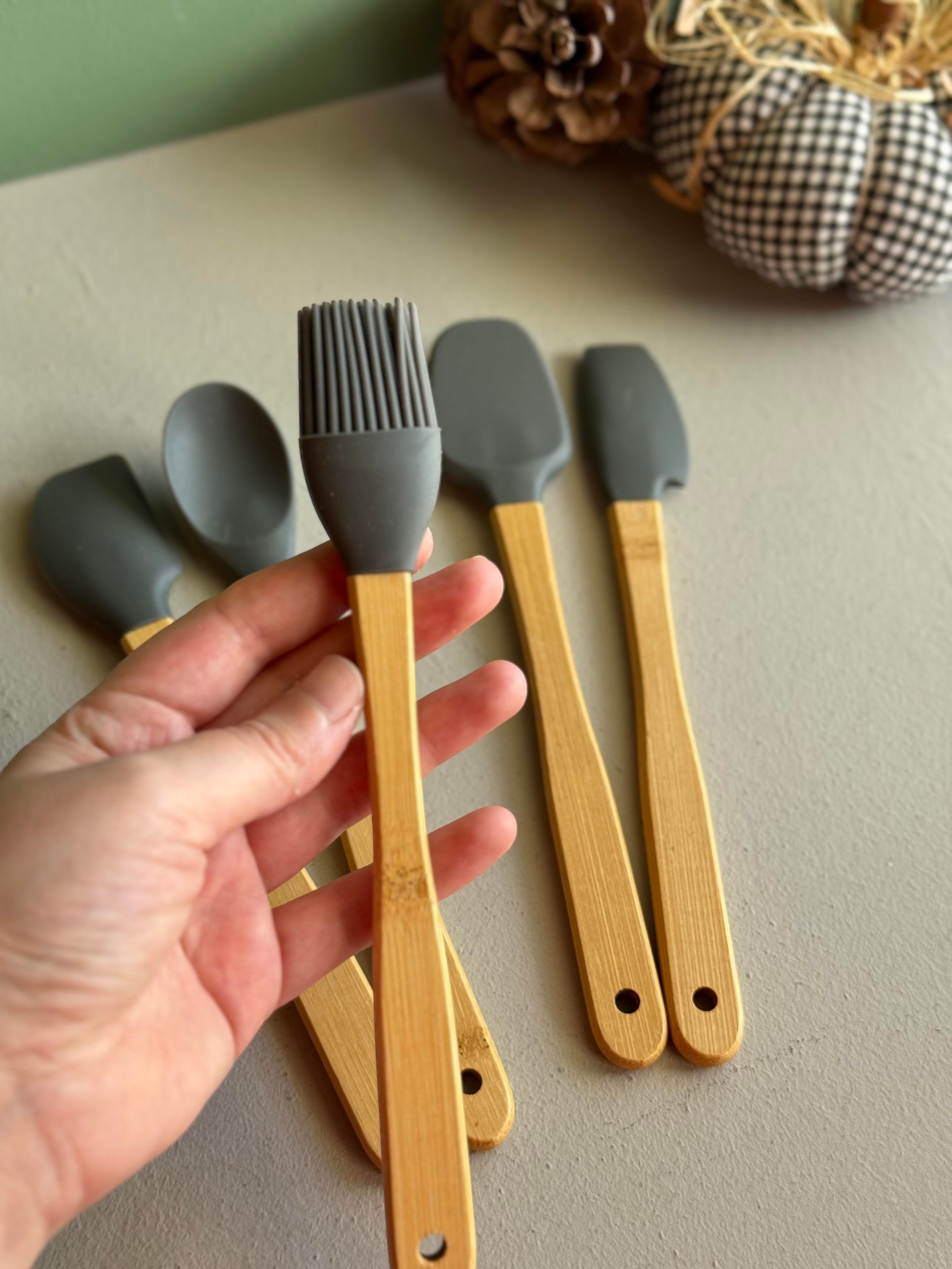 Bety 5 Li Mini Bambu Spatula Seti - Gri