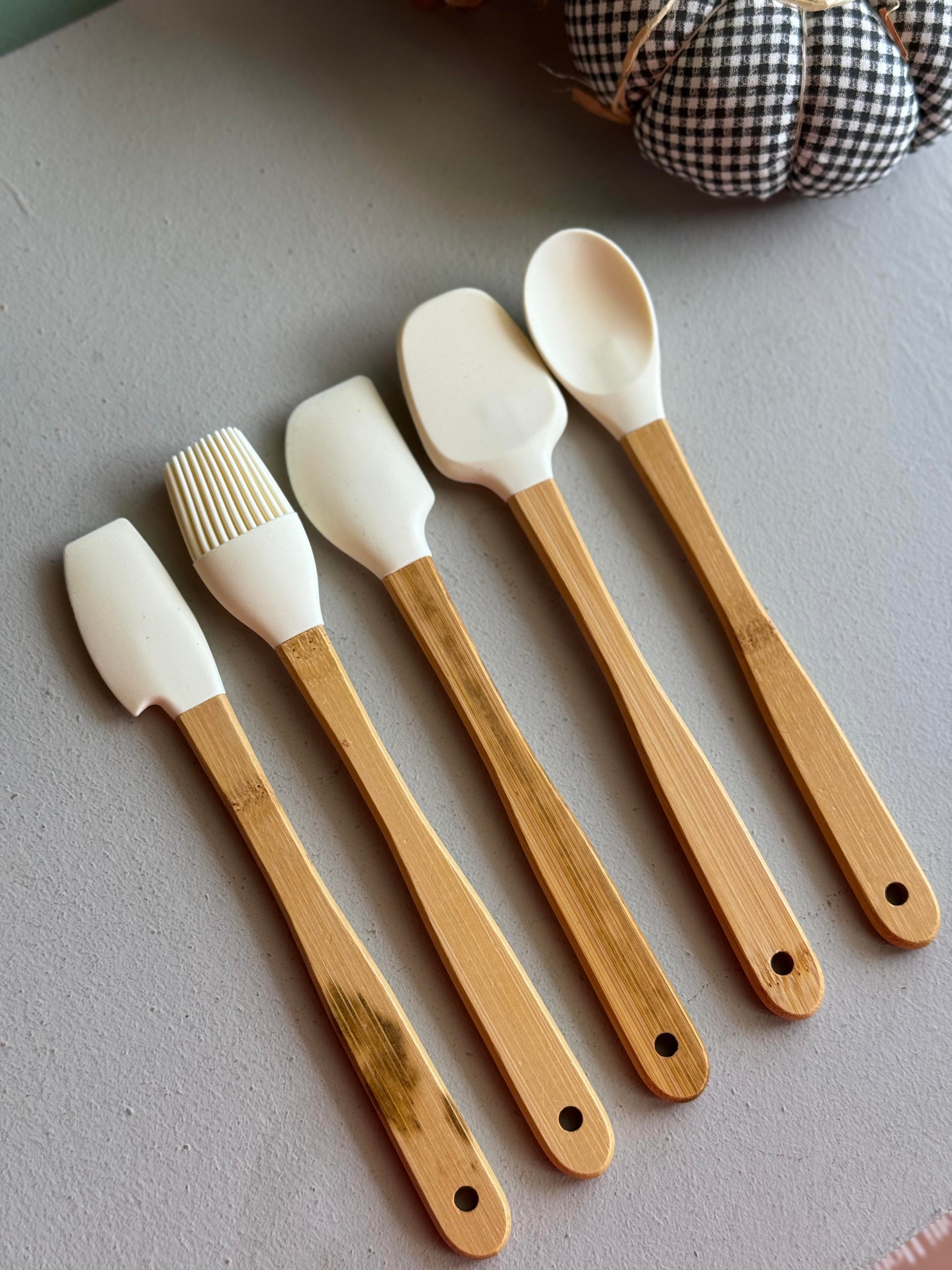 Bety 5 Li Mini Bambu Spatula Seti - Krem