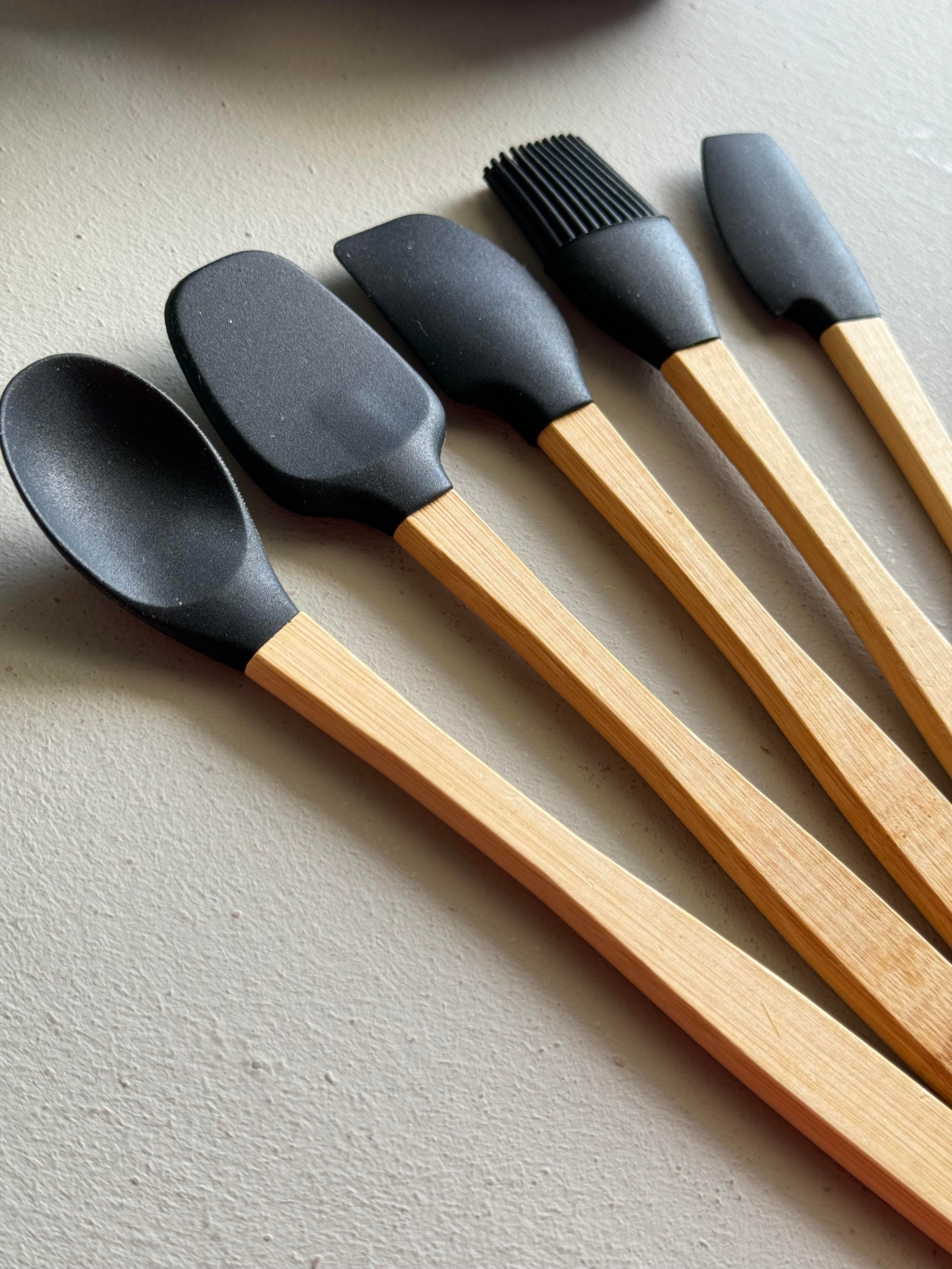 Bety 5 Li Mini Bambu Spatula Seti - Siyah