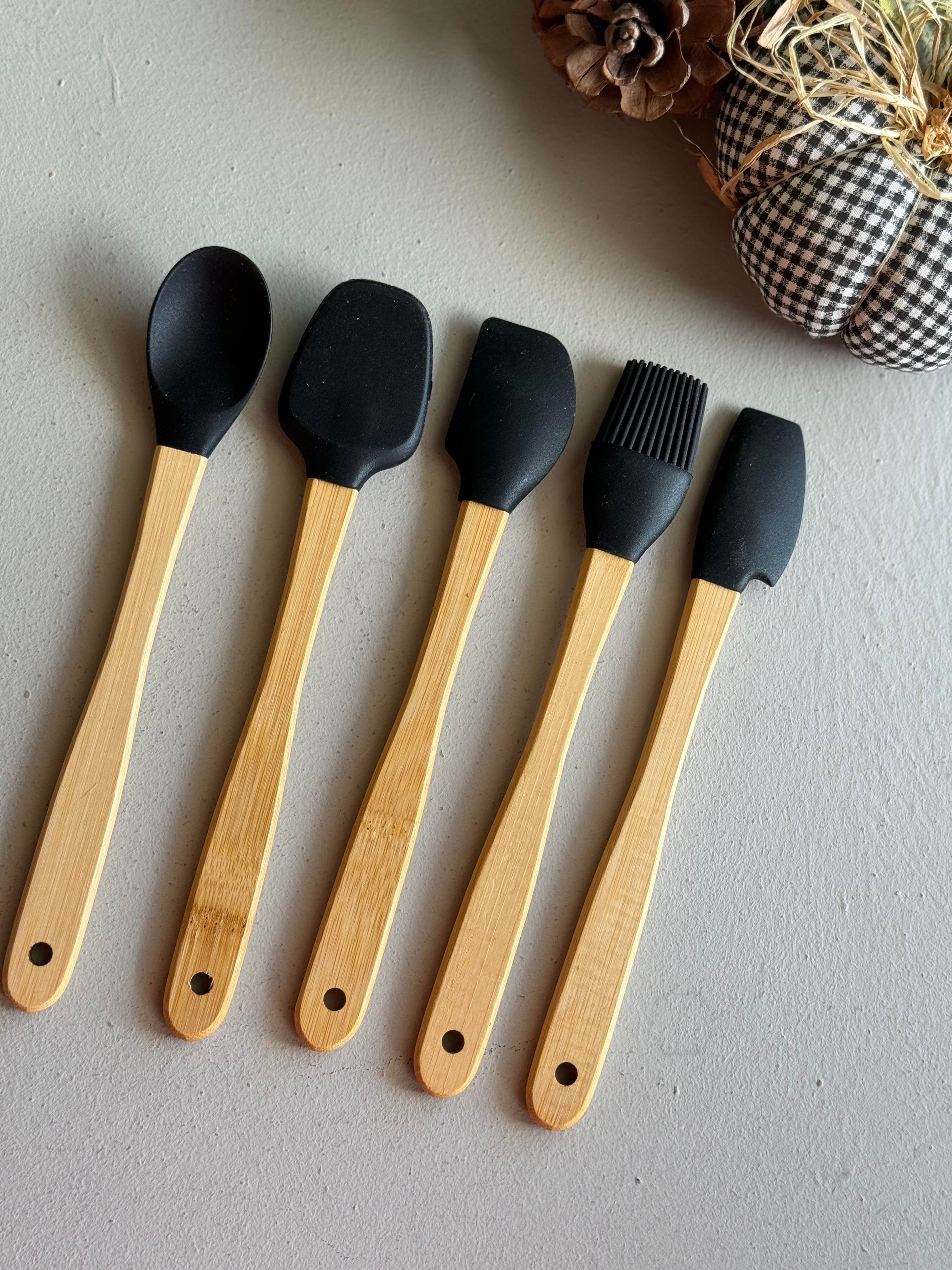 Bety 5 Li Mini Bambu Spatula Seti - Siyah