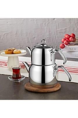 Bogota Çelik Saplı Çelik Çaydanlık - Orta Boy