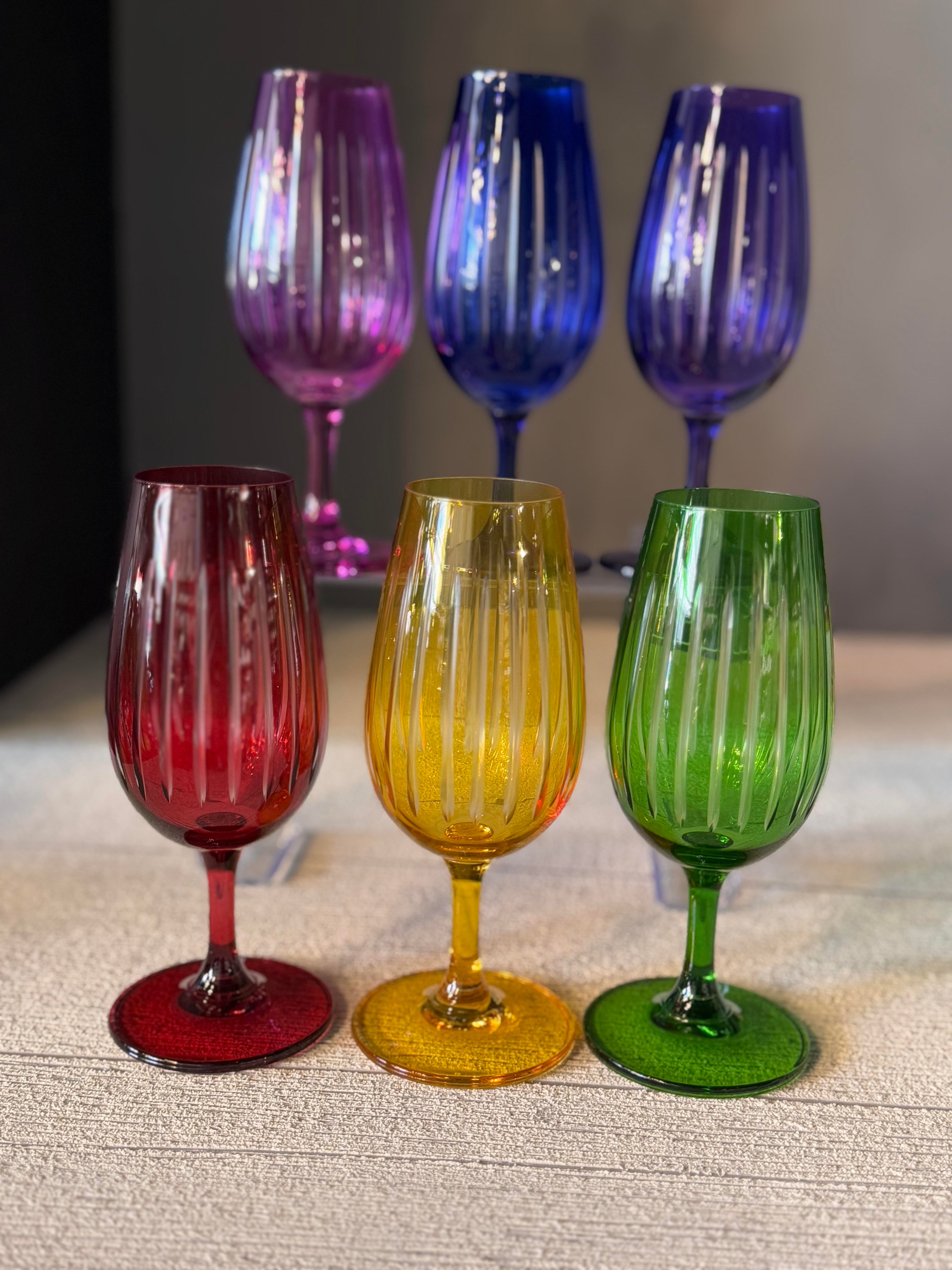 Bohemia Altı Renk Lazer Kahve Yanı Cam Bardak 6 lı - 210 CC