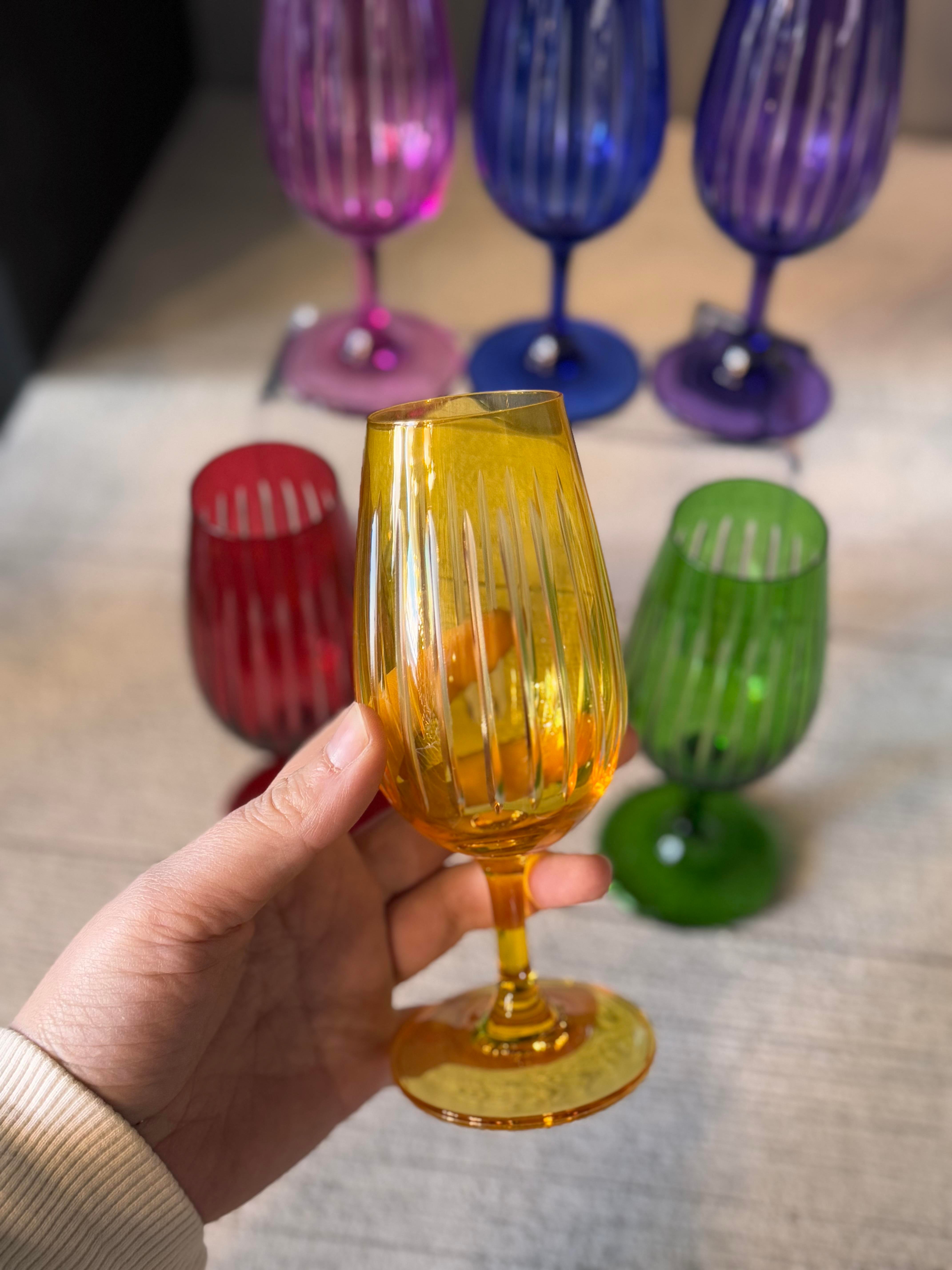 Bohemia Altı Renk Lazer Kahve Yanı Cam Bardak 6 lı - 210 CC