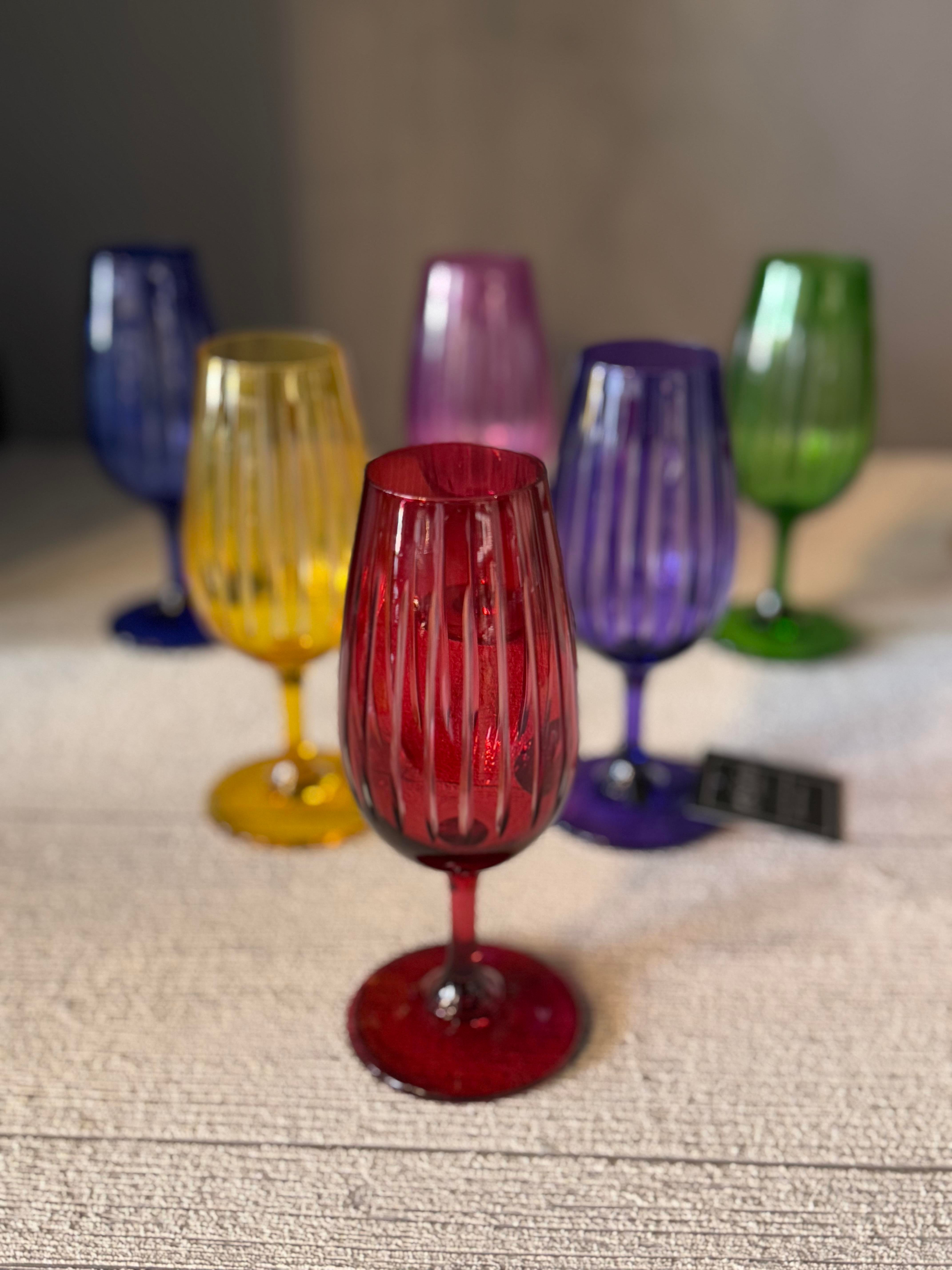 Bohemia Altı Renk Lazer Kahve Yanı Cam Bardak 6 lı - 210 CC