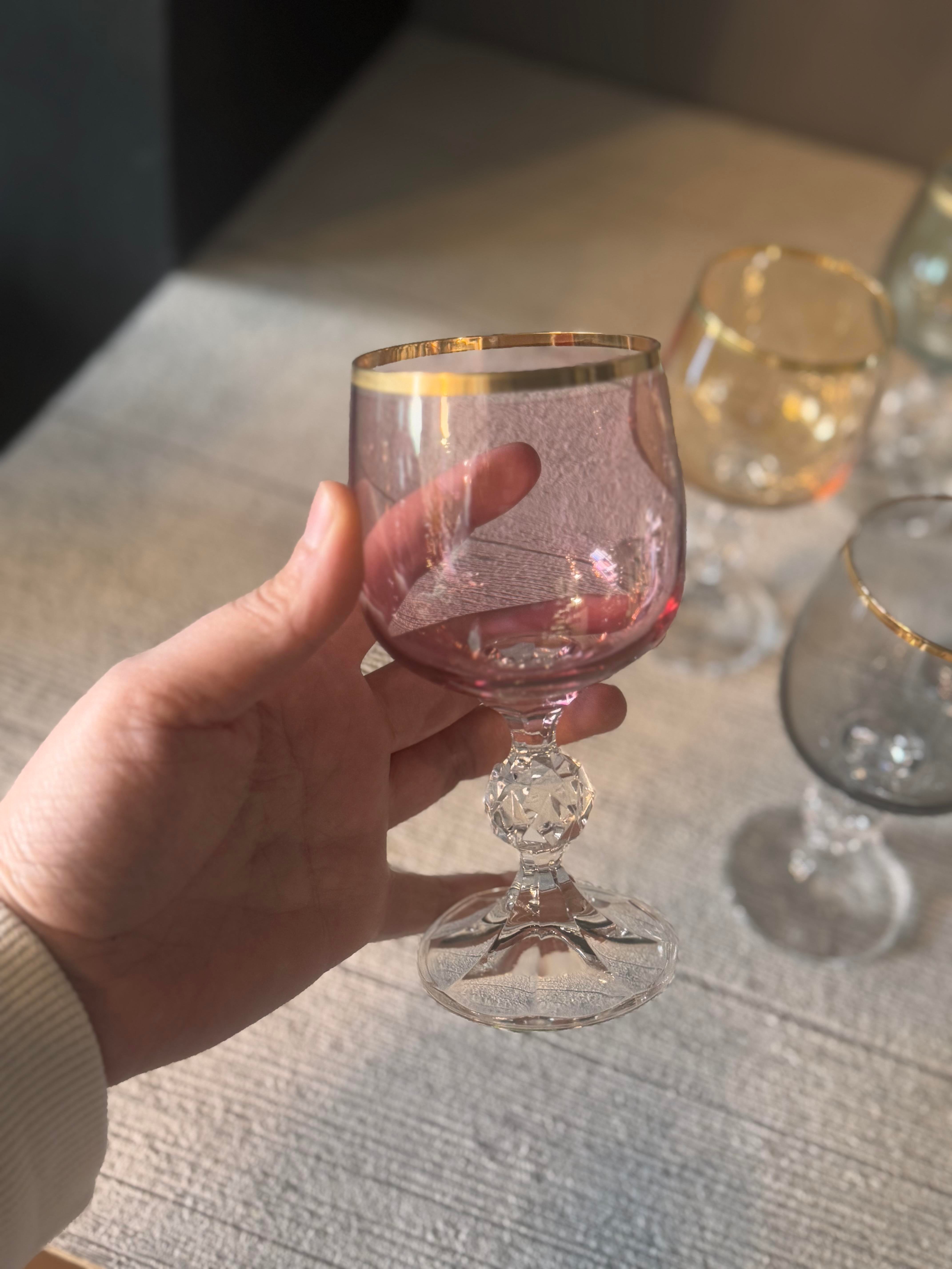 Bohemia Altı Renk Lüster Kahve Yanı Cam Bardak 6 lı - 190 CC