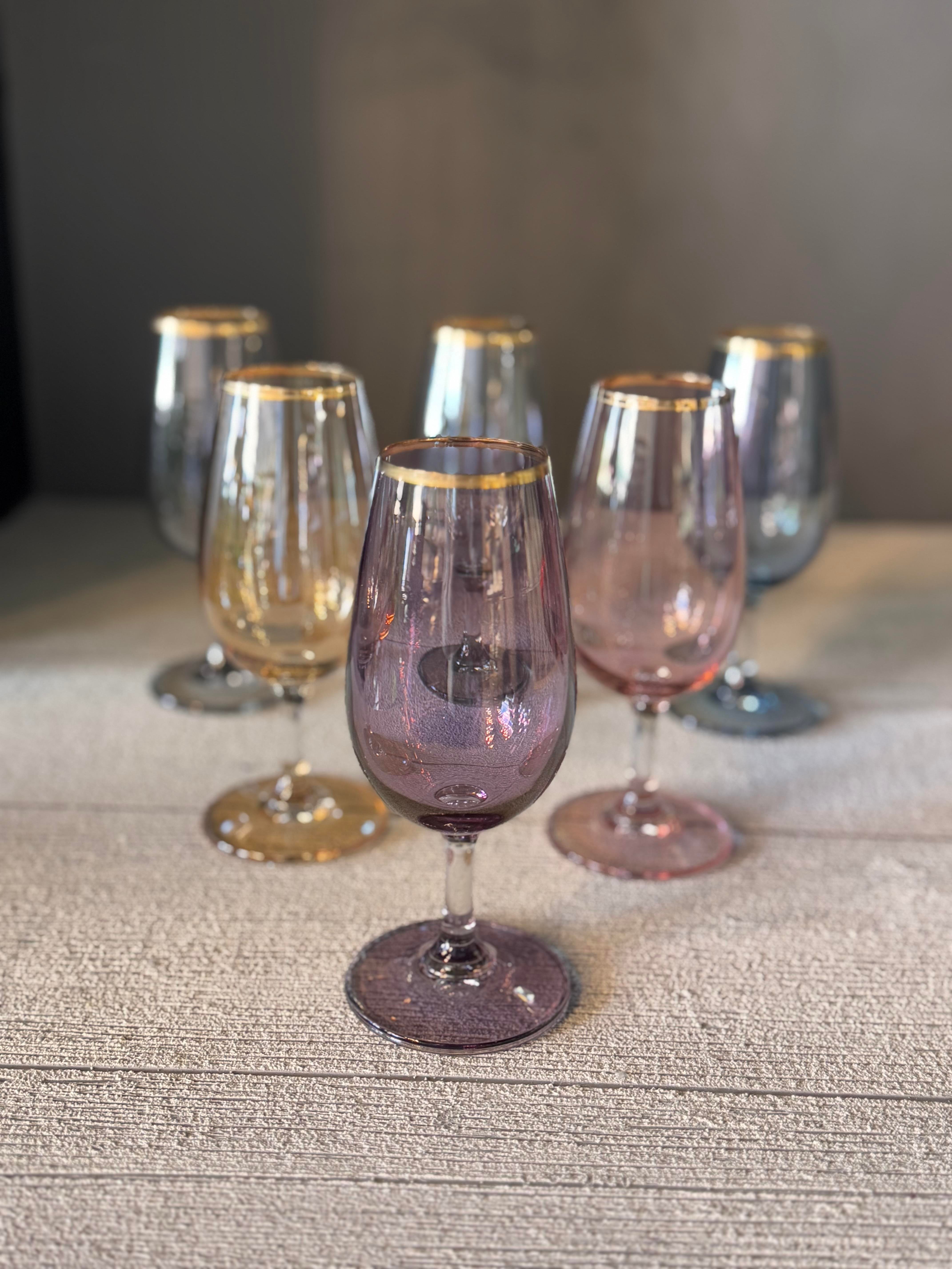 Bohemia Altı Renk Lüster Kahve Yanı Cam Bardak 6 lı - 210 CC