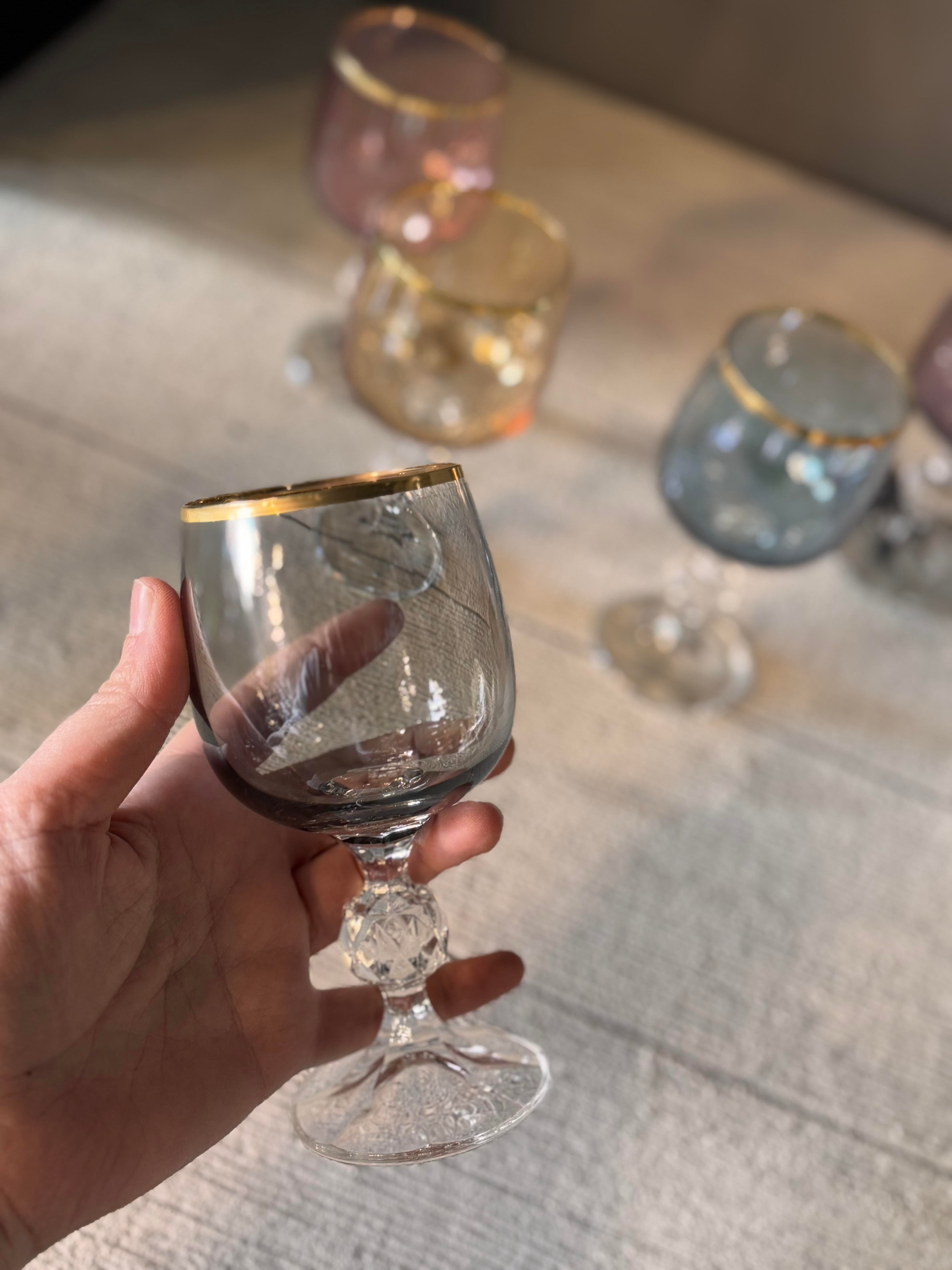 Bohemia Altı Renk Lüster Kahve Yanı Cam Bardak 6 lı - 190 CC