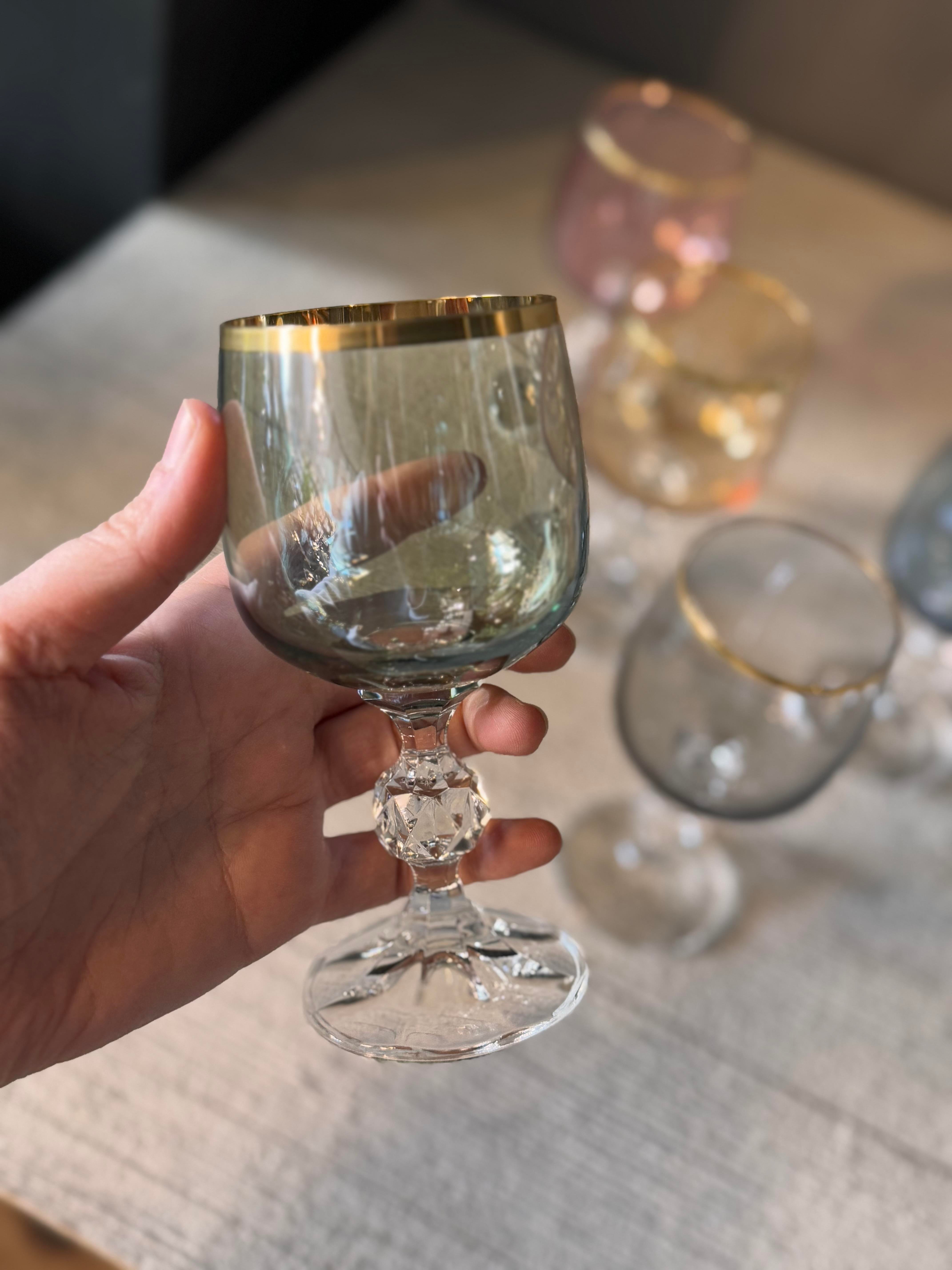 Bohemia Altı Renk Lüster Kahve Yanı Cam Bardak 6 lı - 190 CC