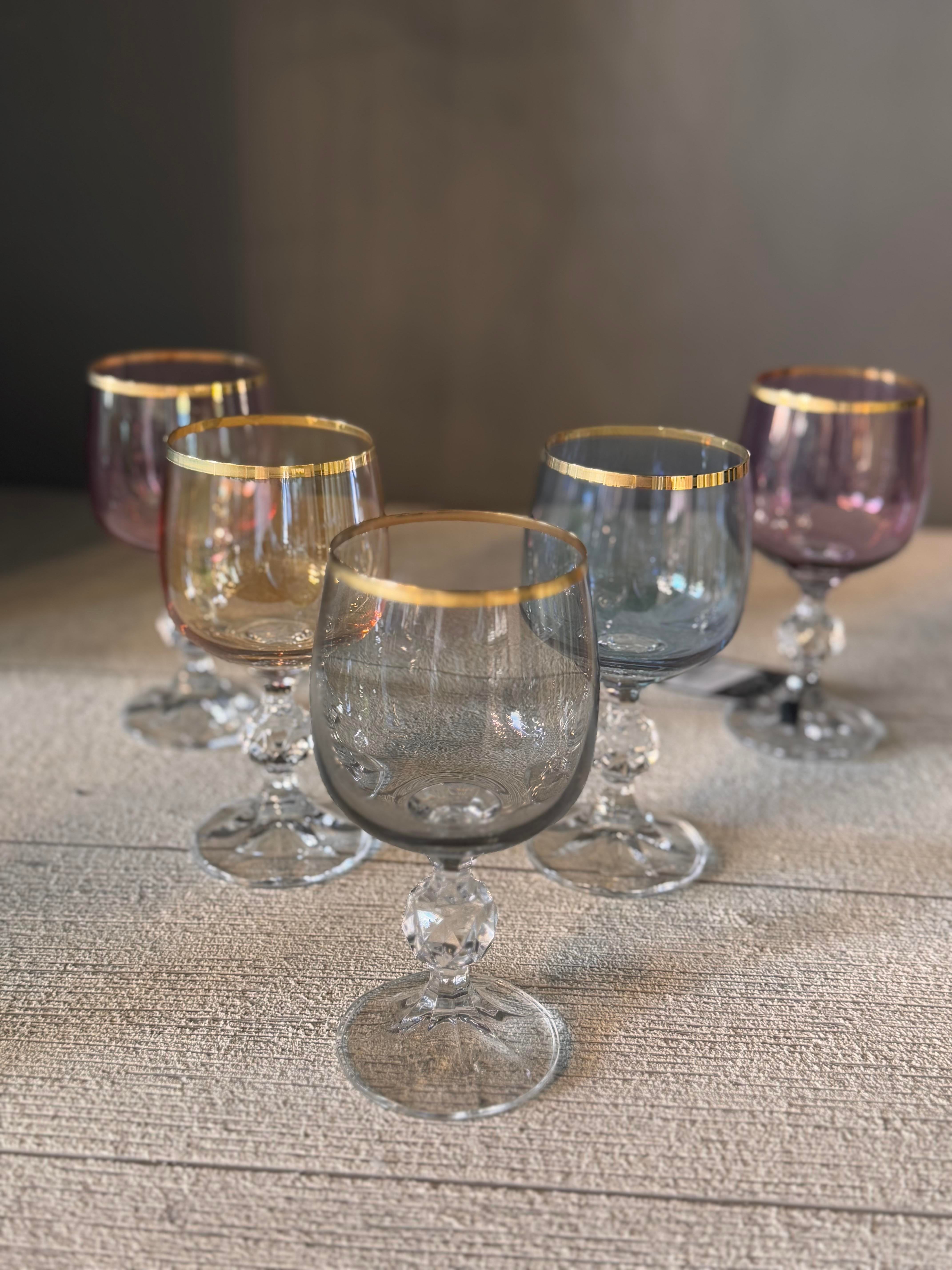 Bohemia Altı Renk Lüster Kahve Yanı Cam Bardak 6 lı - 190 CC