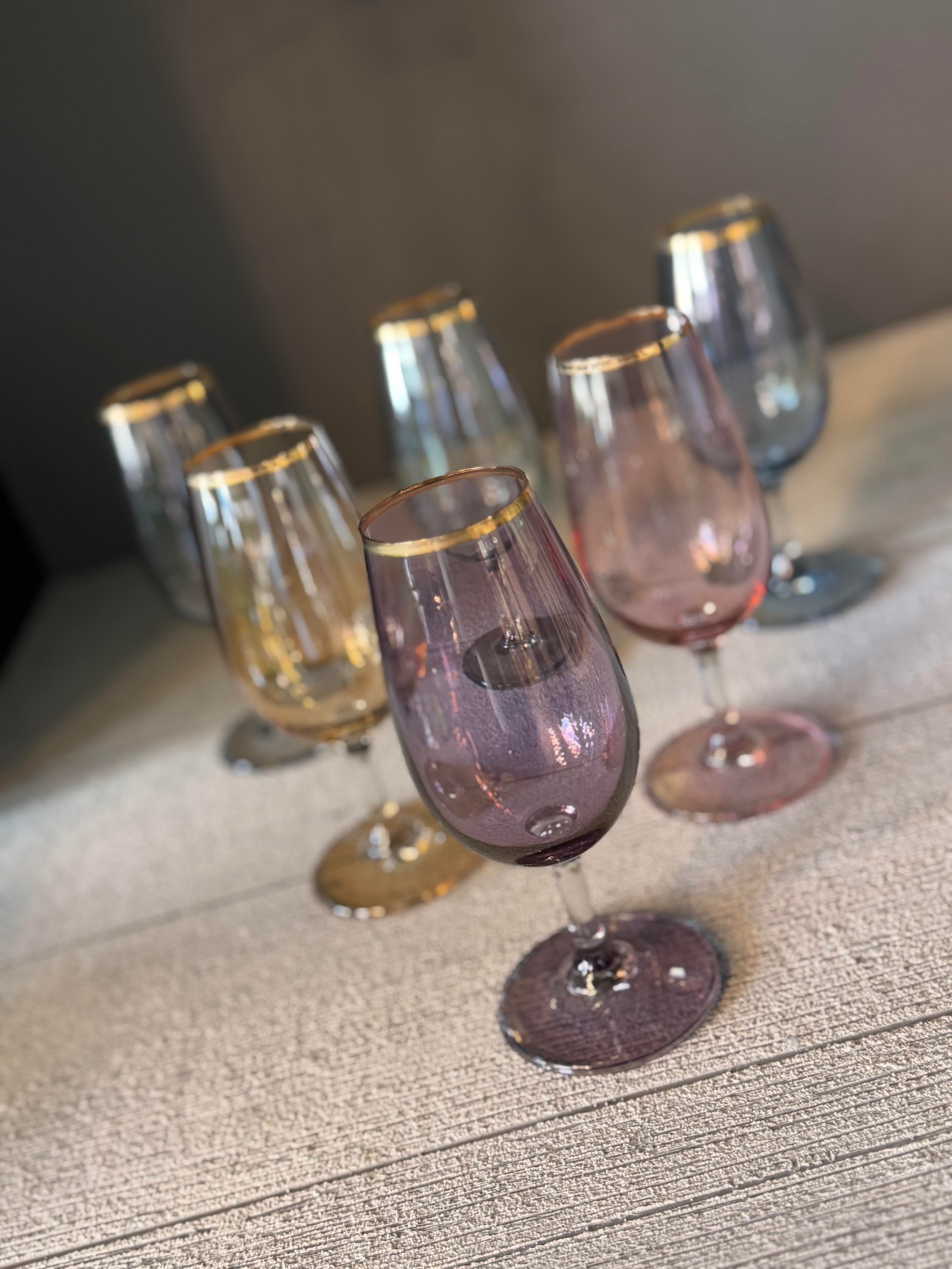 Bohemia Altı Renk Lüster Kahve Yanı Cam Bardak 6 lı - 210 CC