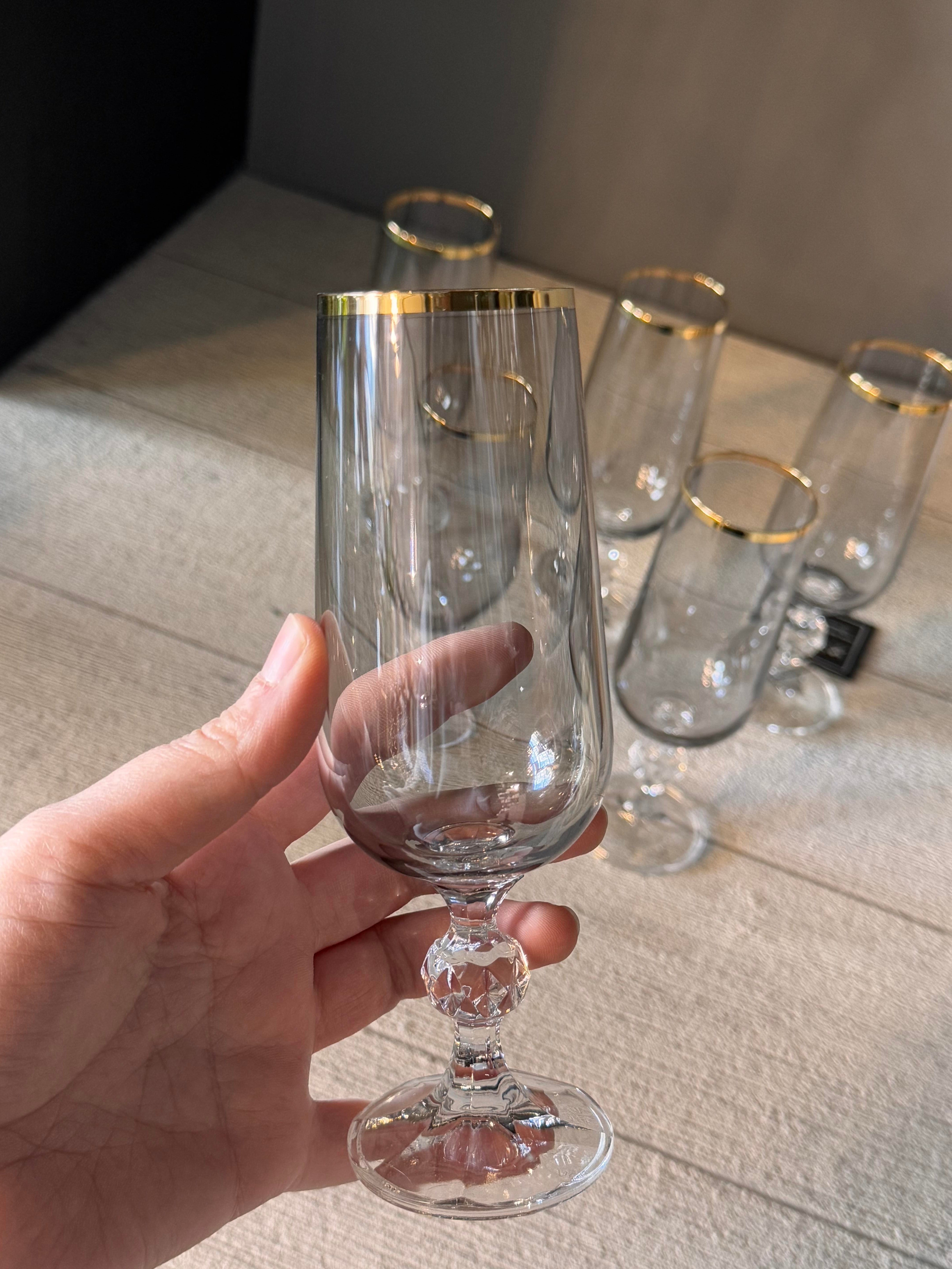 Bohemia Füme Lüster Kahve Yanı Cam Bardak 6 lı - 180 CC