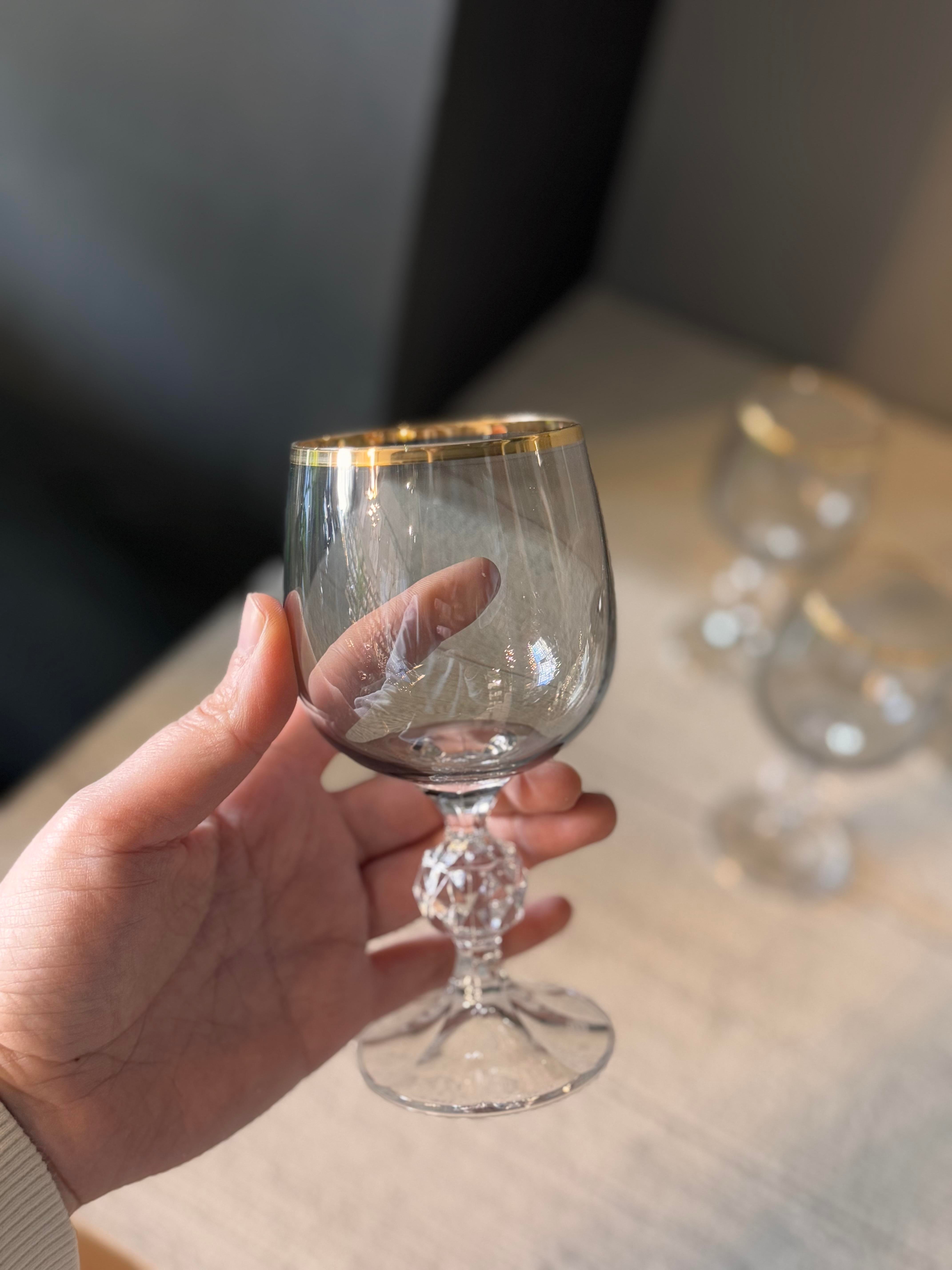 Bohemia Füme Lüster Kahve Yanı Cam Bardak 6 lı - 190 CC