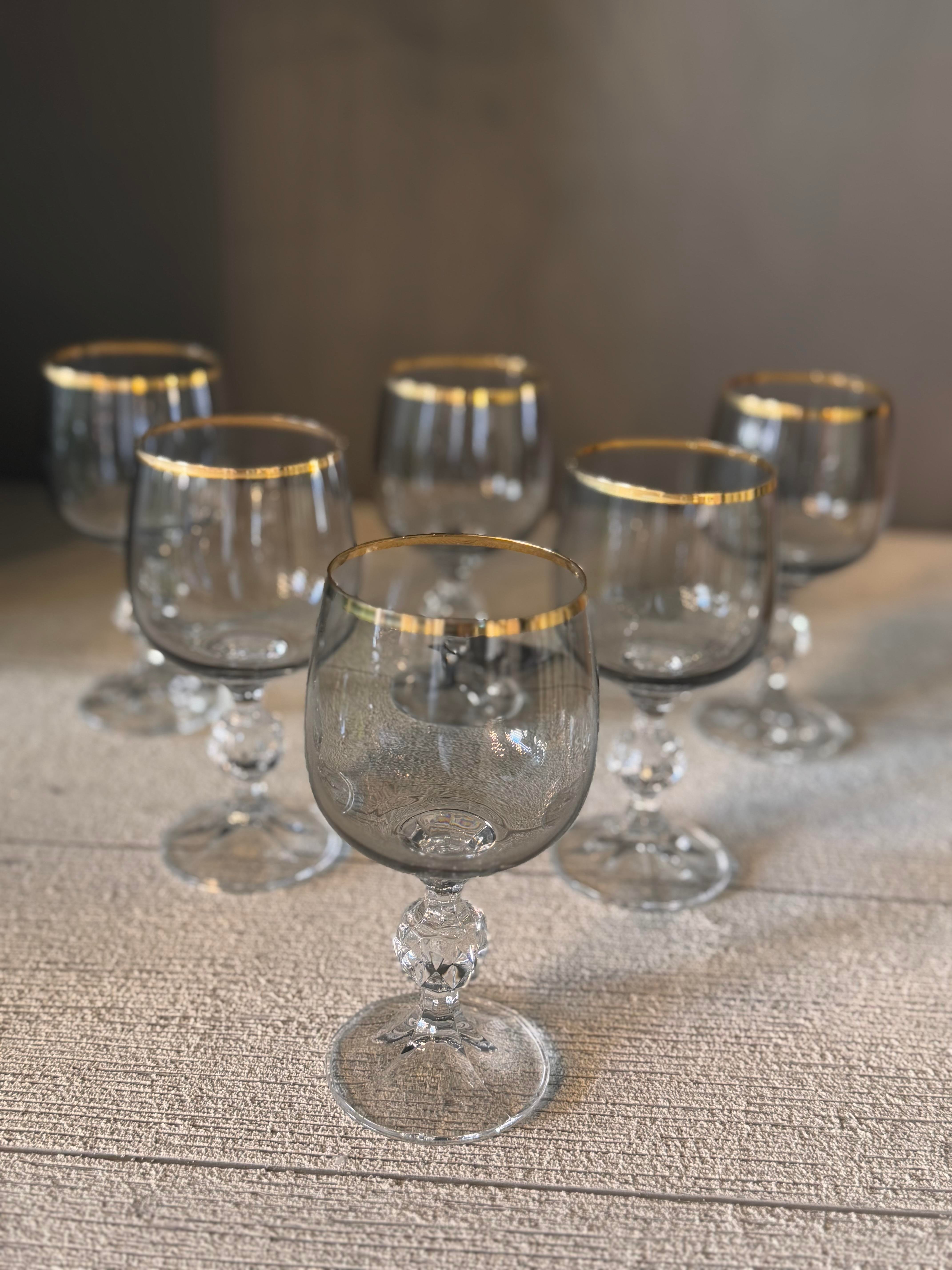 Bohemia Füme Lüster Kahve Yanı Cam Bardak 6 lı - 190 CC