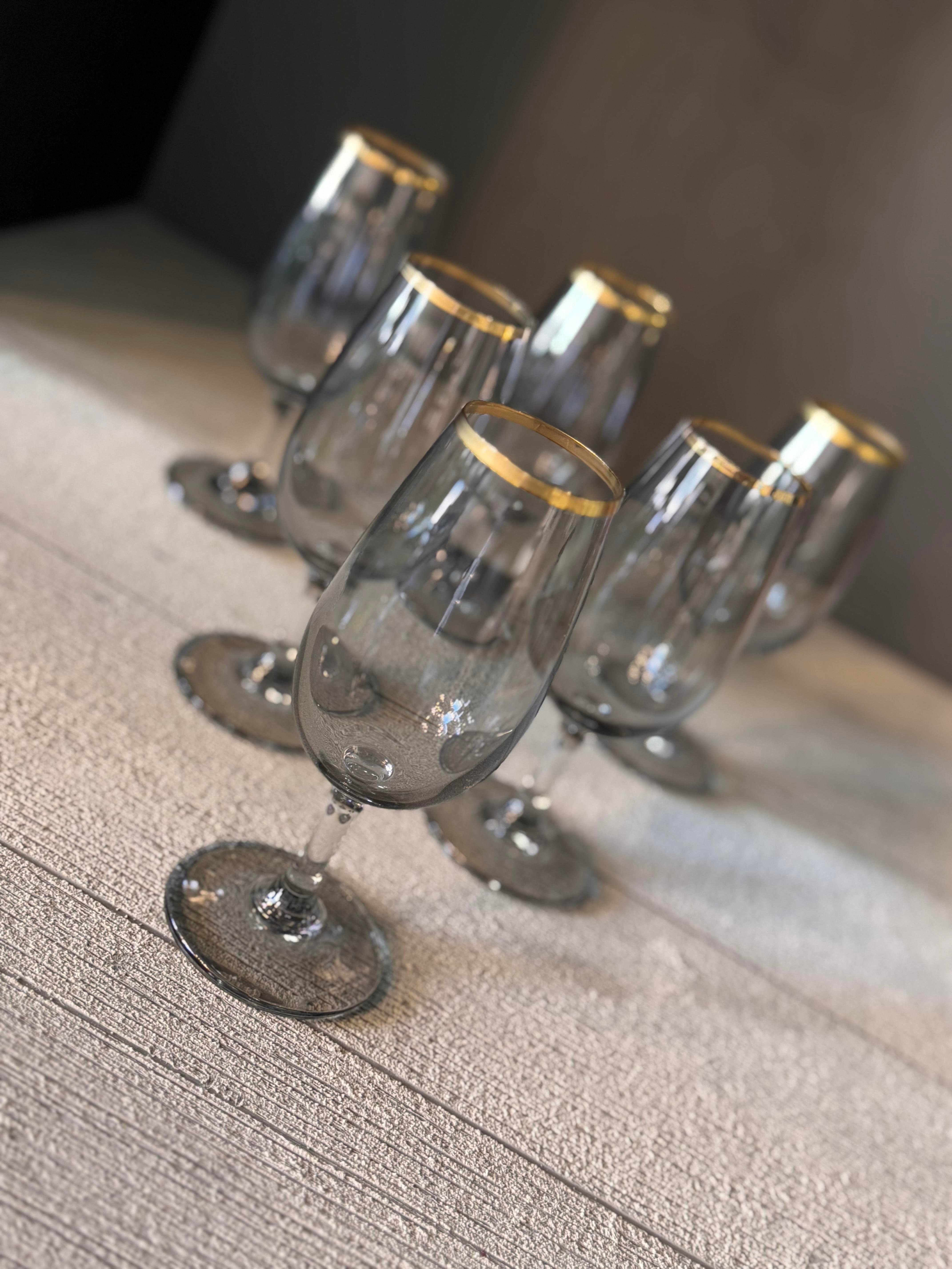 Bohemia Füme Lüster Kahve Yanı Cam Bardak 6 lı - 210 CC