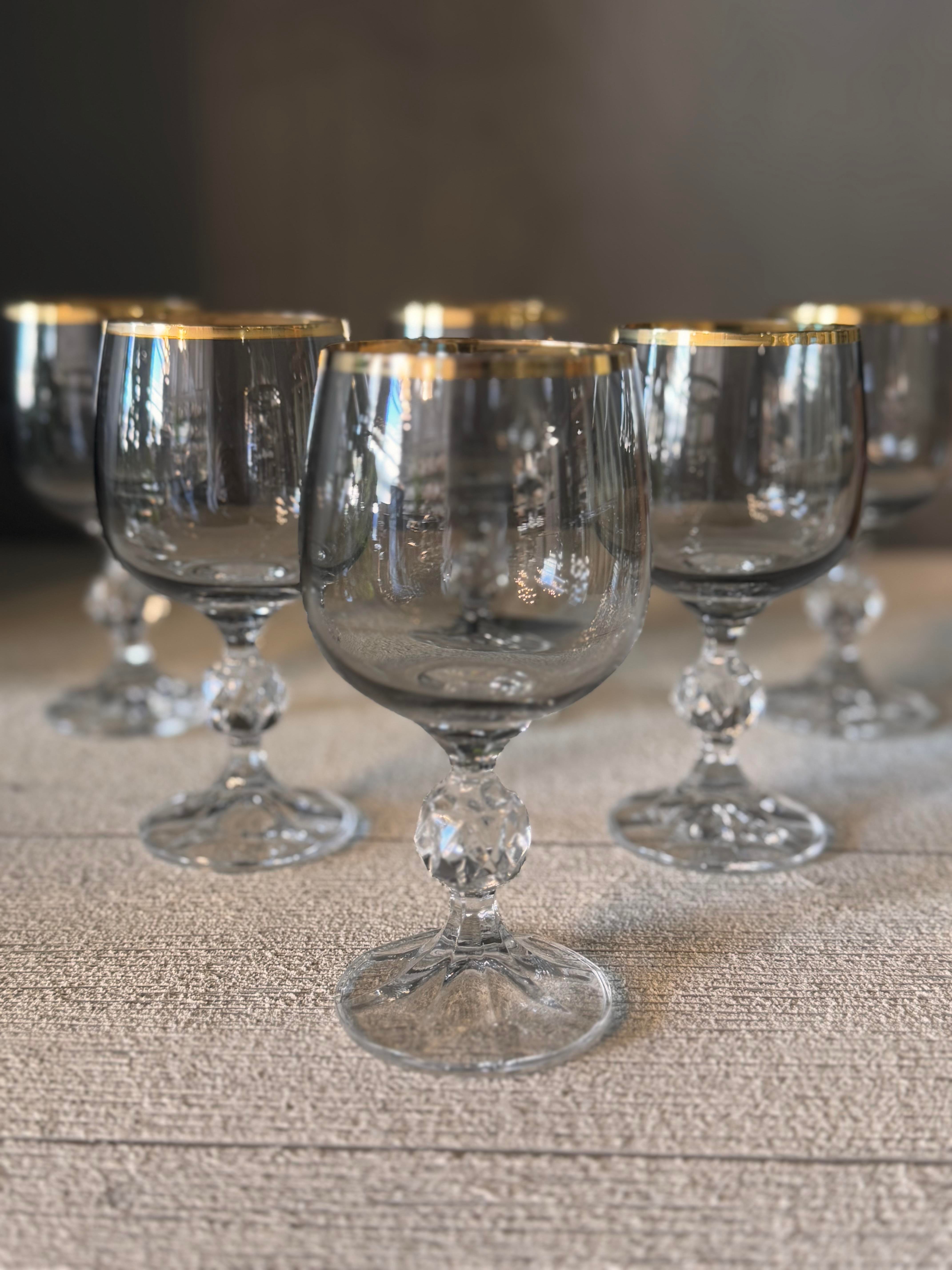 Bohemia Füme Lüster Kahve Yanı Cam Bardak 6 lı - 190 CC