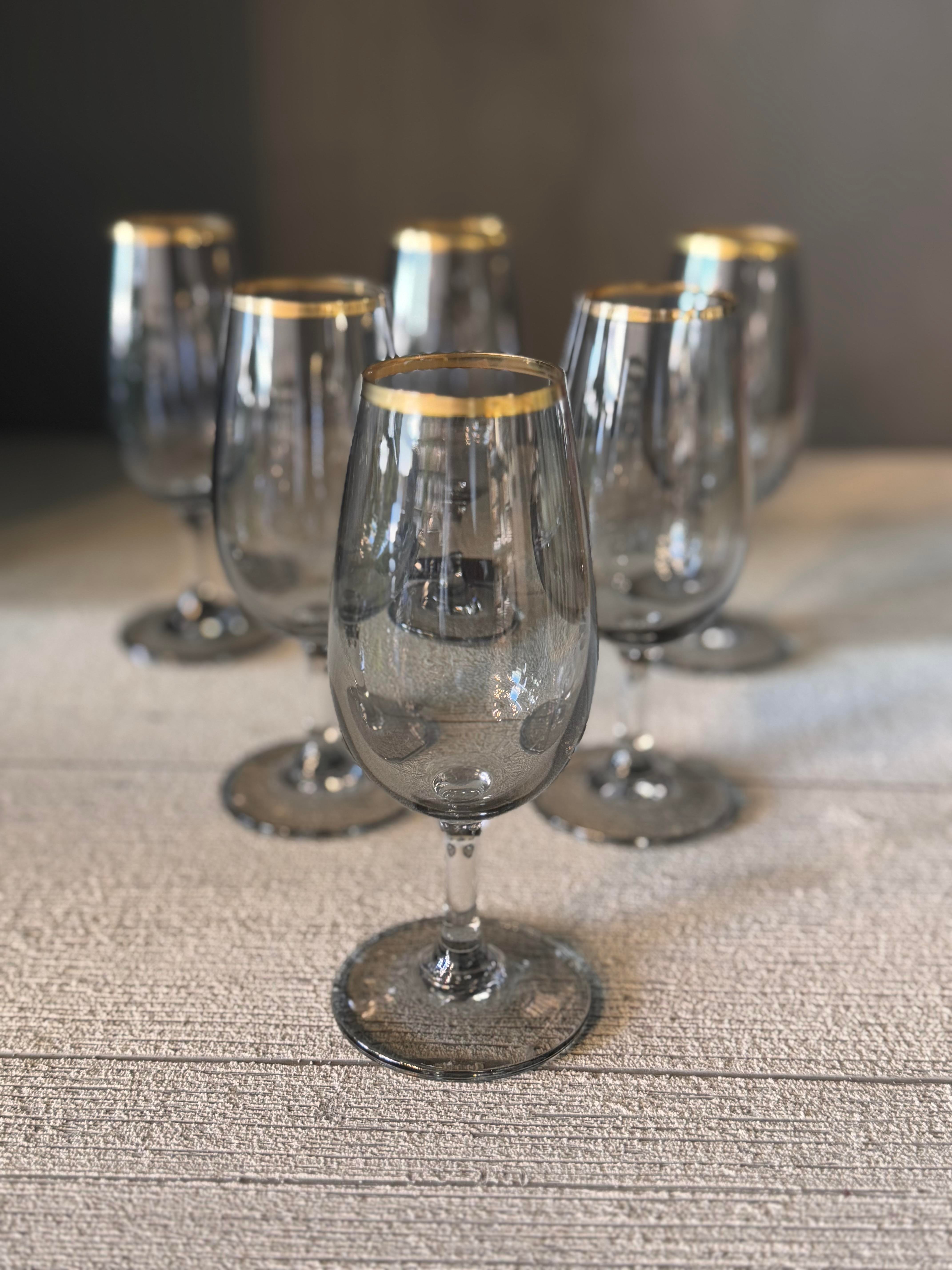 Bohemia Füme Lüster Kahve Yanı Cam Bardak 6 lı - 210 CC