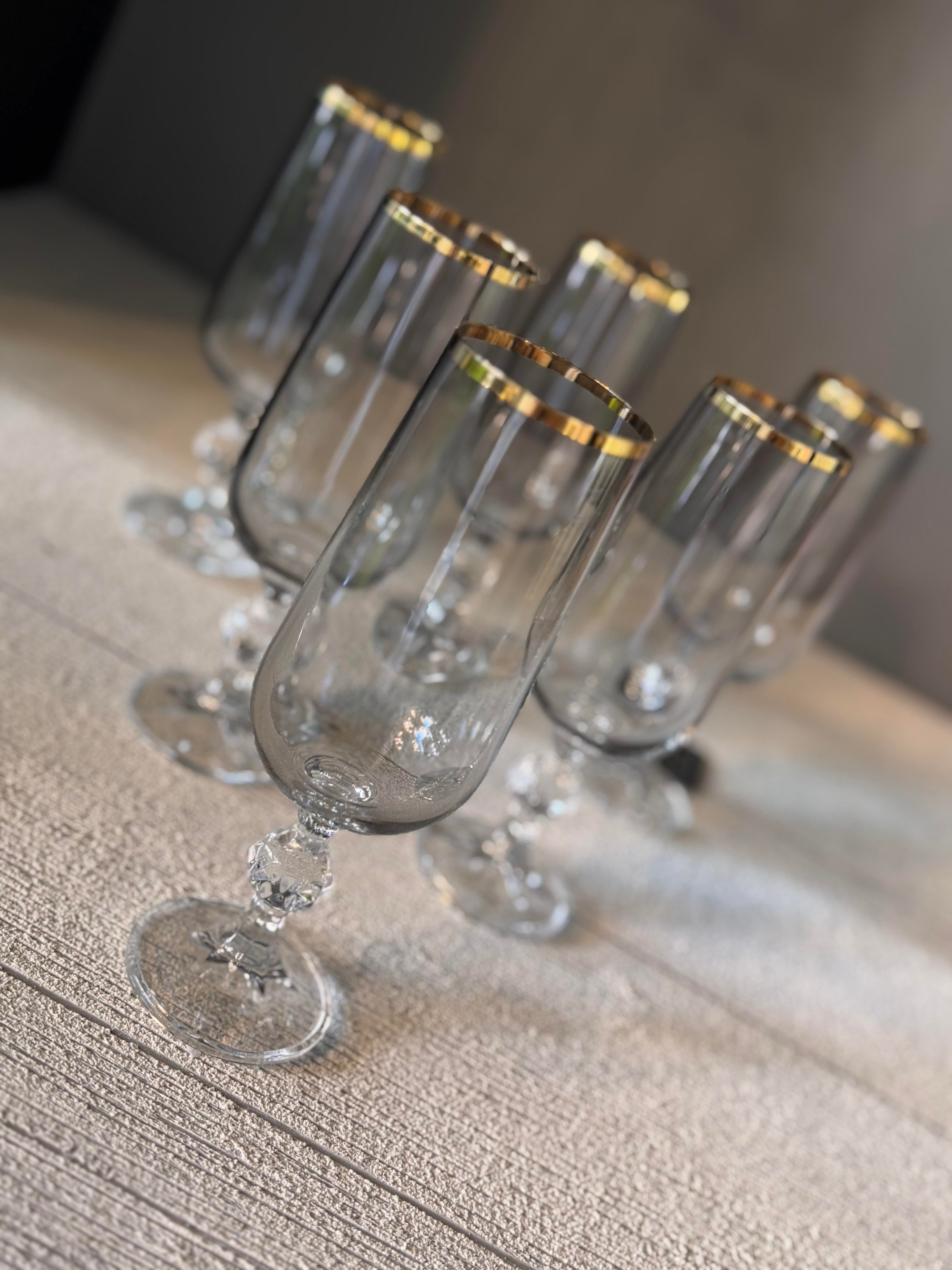 Bohemia Füme Lüster Kahve Yanı Cam Bardak 6 lı - 180 CC