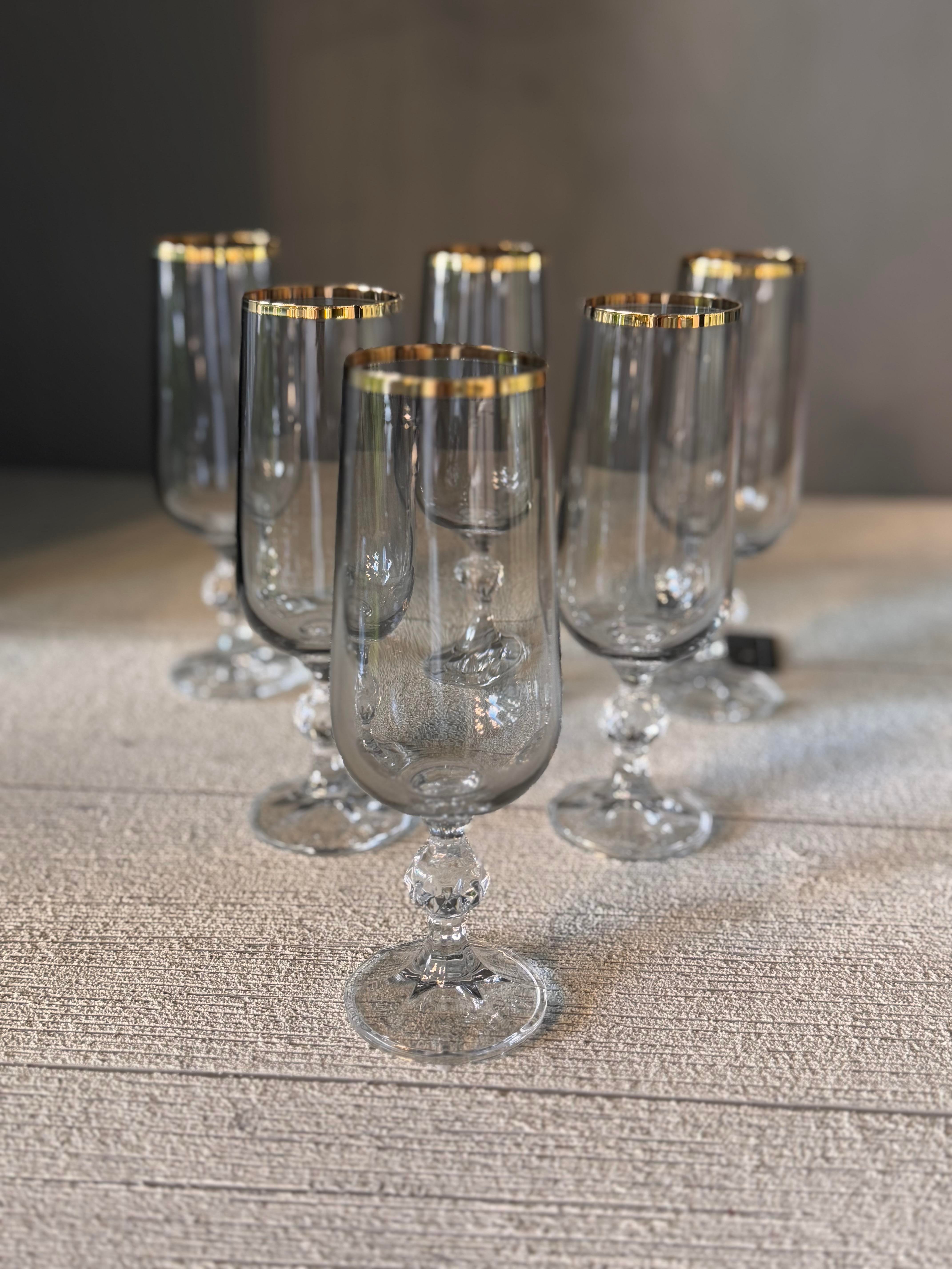 Bohemia Füme Lüster Kahve Yanı Cam Bardak 6 lı - 180 CC