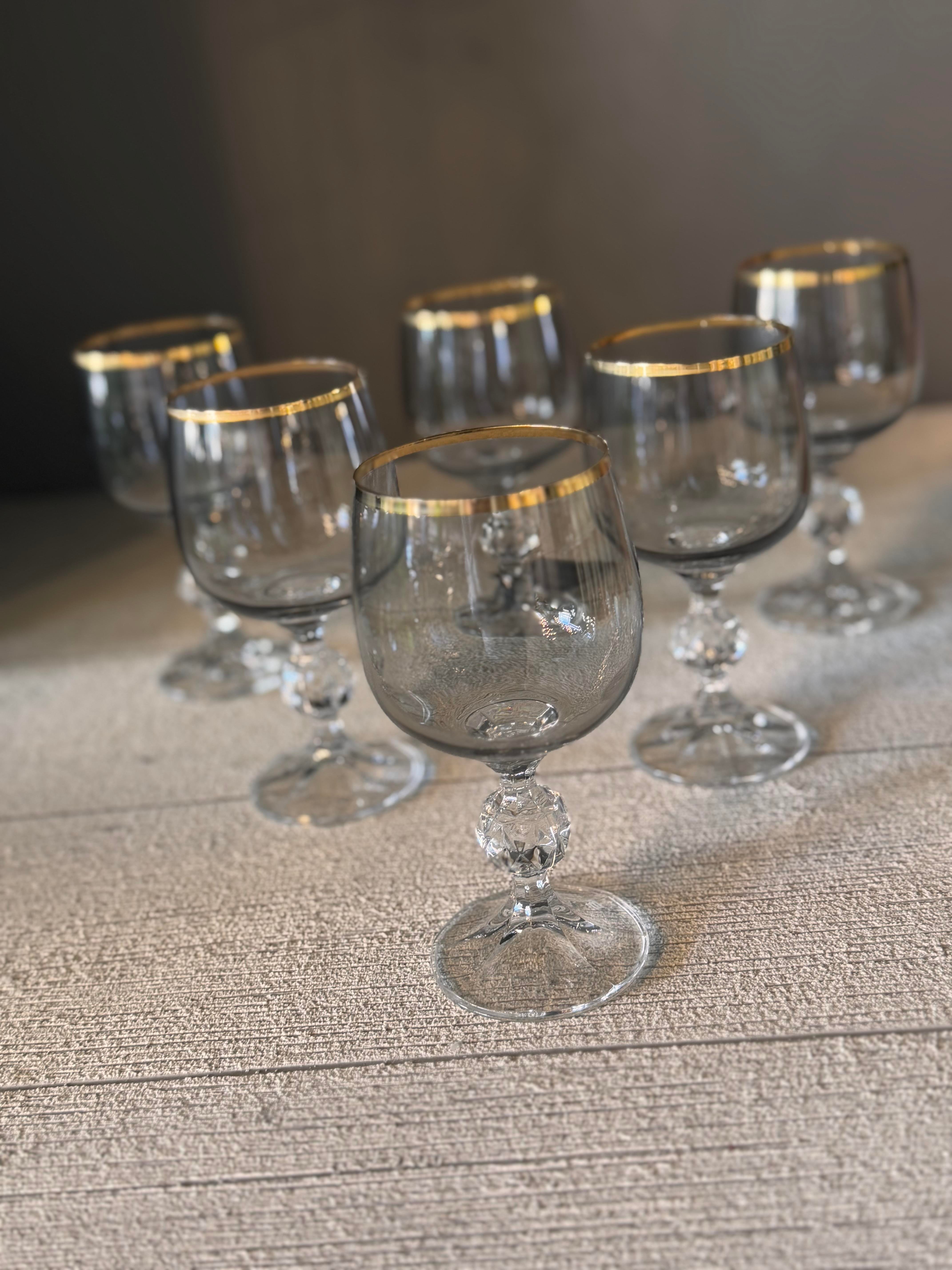 Bohemia Füme Lüster Kahve Yanı Cam Bardak 6 lı - 190 CC